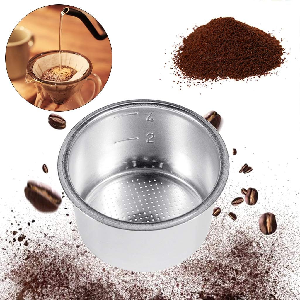 51mm Filter Basket Pressurized Espresso Filter Basket Stainless Steel Double Wall Portafilter Basket for Coffee Machine Coffee Machine Handle Support Seat Coffee Machine Handle Coffee Machine