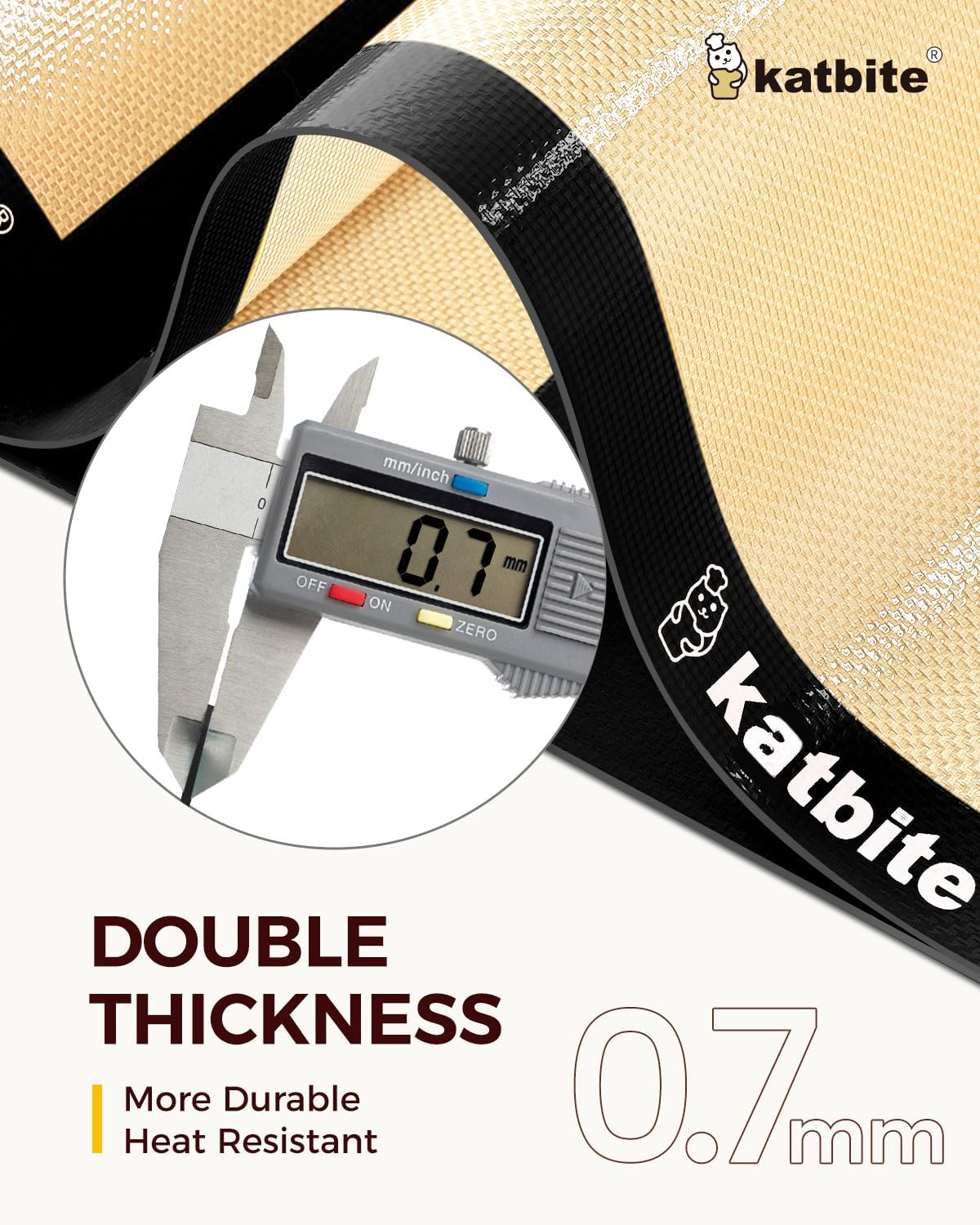 Katbite Silicone Baking Mat Colorful Collection - Set of 3: 2 Half Sheets Mats (11 5/8" x 16 1/2") + 1 Quarter Baking Sheet, Reusable & Nonstick Bakeware Mats for Cookies, Macarons, Bread (Black)