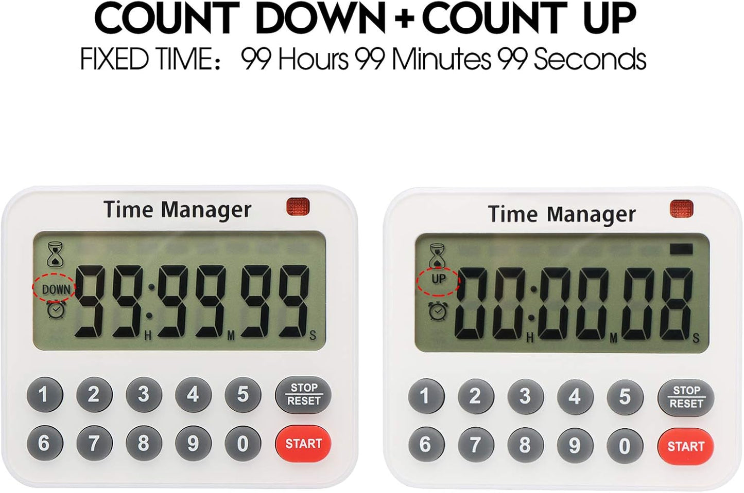 AIMILAR Digital Kitchen Timer - Magnetic Count Up Down Direct Entry Cooking Timer with Loud Alarm, Auto Shut-Off & Memory Function, 99 Hrs 99 Mins 99 Secs, 10 Key for Cooking, Exercise, Games