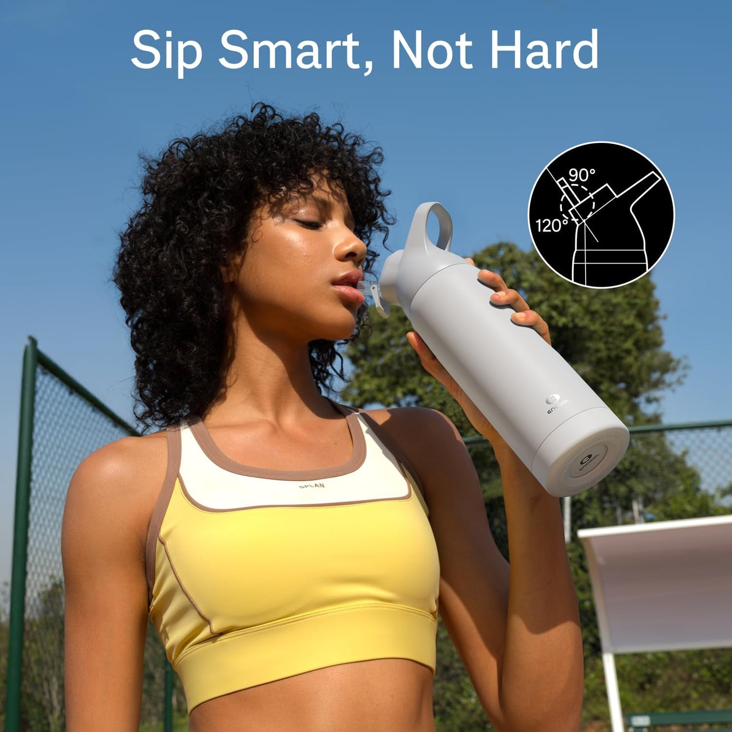 Insulated Water Bottle with Straw - Encool Stainless Steel Water Bottle, Reusable Leakproof and BPA-Free for Sports, Travel, Cold for 24 Hours, 32 oz, Snowflake