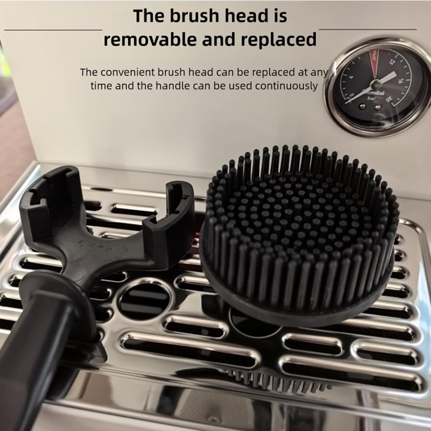 Espresso Cleaning Brush - Espresso Machine Group Head Cleaning Brush - Detachable 360° Silicone Cleaning Bristle Tools for Coffee Machine 58mm Grouphead