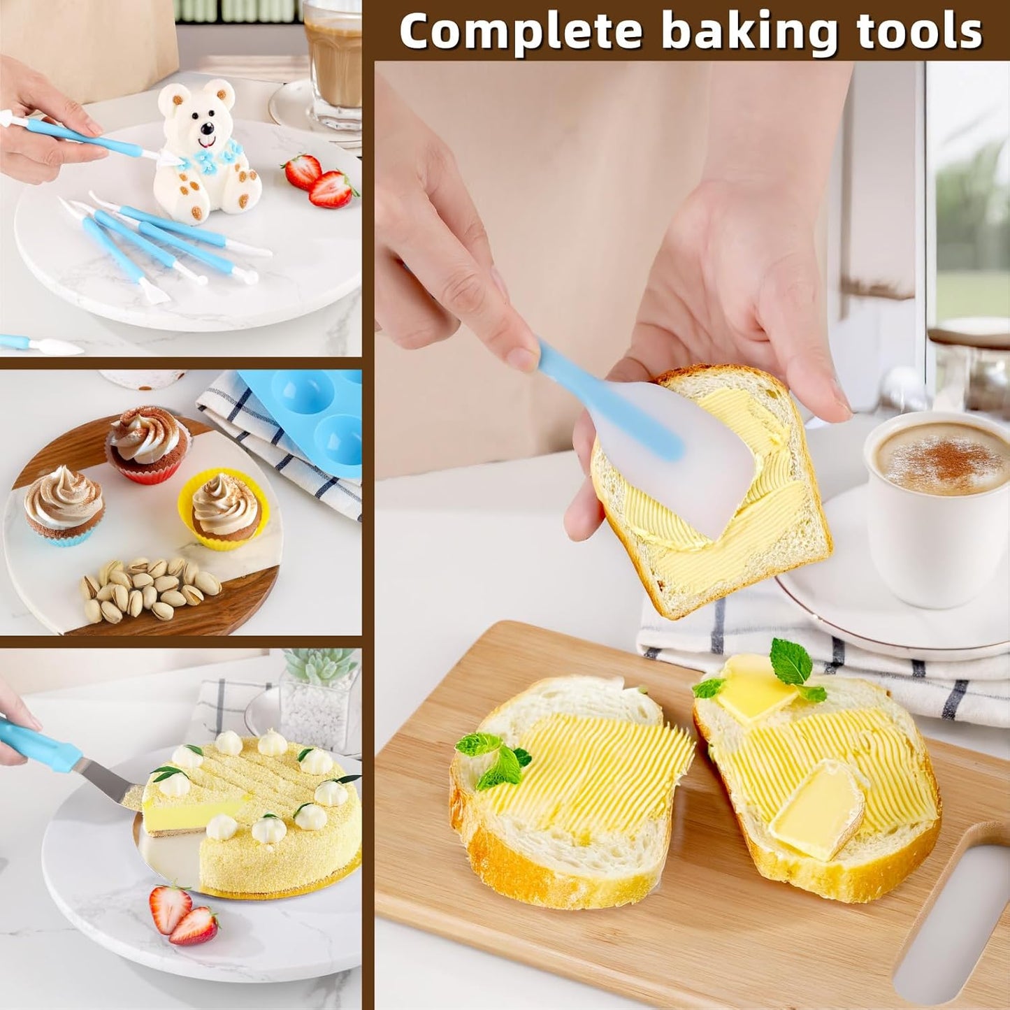 Cake Decorating Kit: Decorating Supplies Tools Kit 238 PCS Baking Accessories Include Spiping Bags and Tips Set, Piping Tips Set, Spatulas, Cake Scraper, 50 Piping Bags, Blue