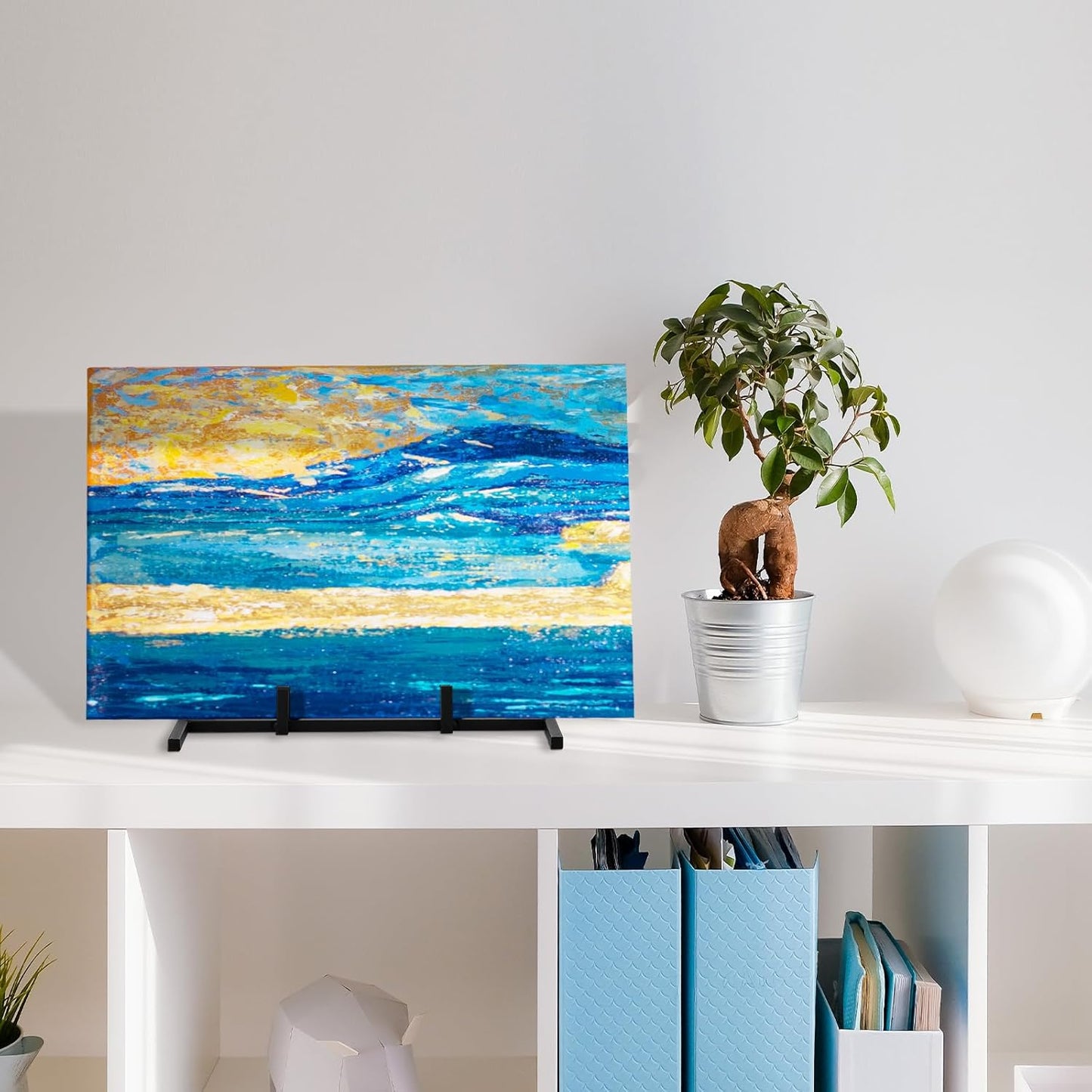 2 Pcs Metal Glass Display Stands Easel for Stained,ceramic Tiles, Plaques, for Picture, Collectibles Ceramic Tiles Photo Office Trade Show Office, or Home