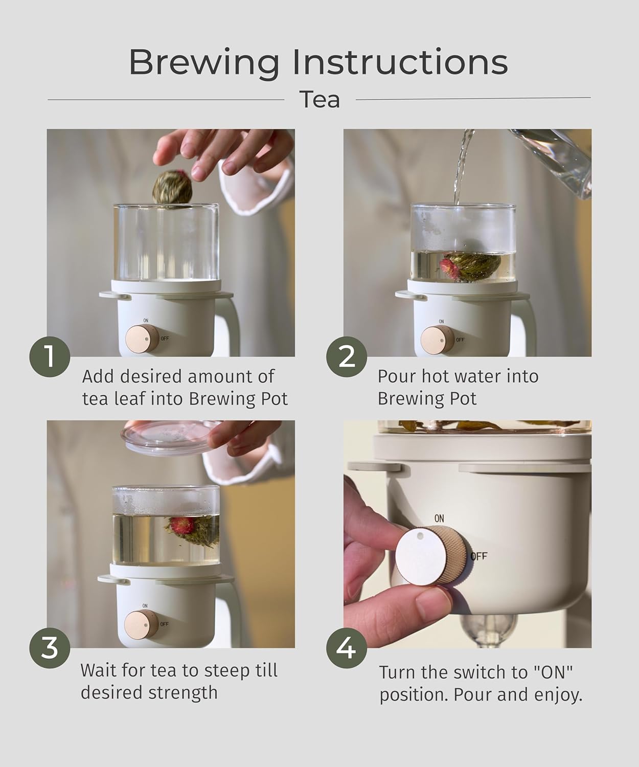 Glass Tea Pot with Infusers for Loose Tea and Drip Coffee Pour Over, Semi Automatic Tea Set with Magnetic Clear Teapot, Black