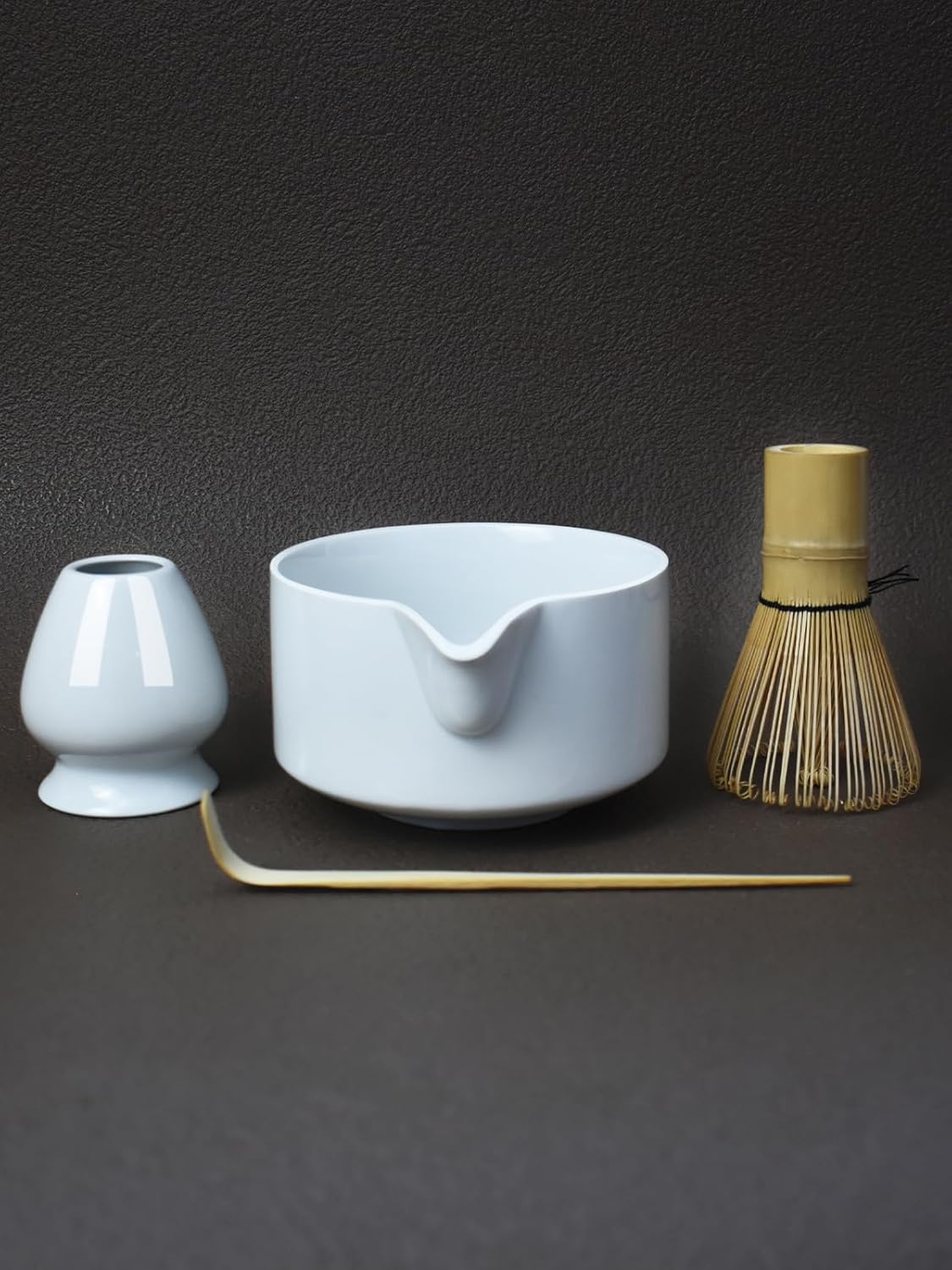 Artcome Premium Matcha Tool Set – Includes Matcha Bowl with Pouring Spout, Whisk, Whisk Holder, Tea Scoop & Matcha Manual - White