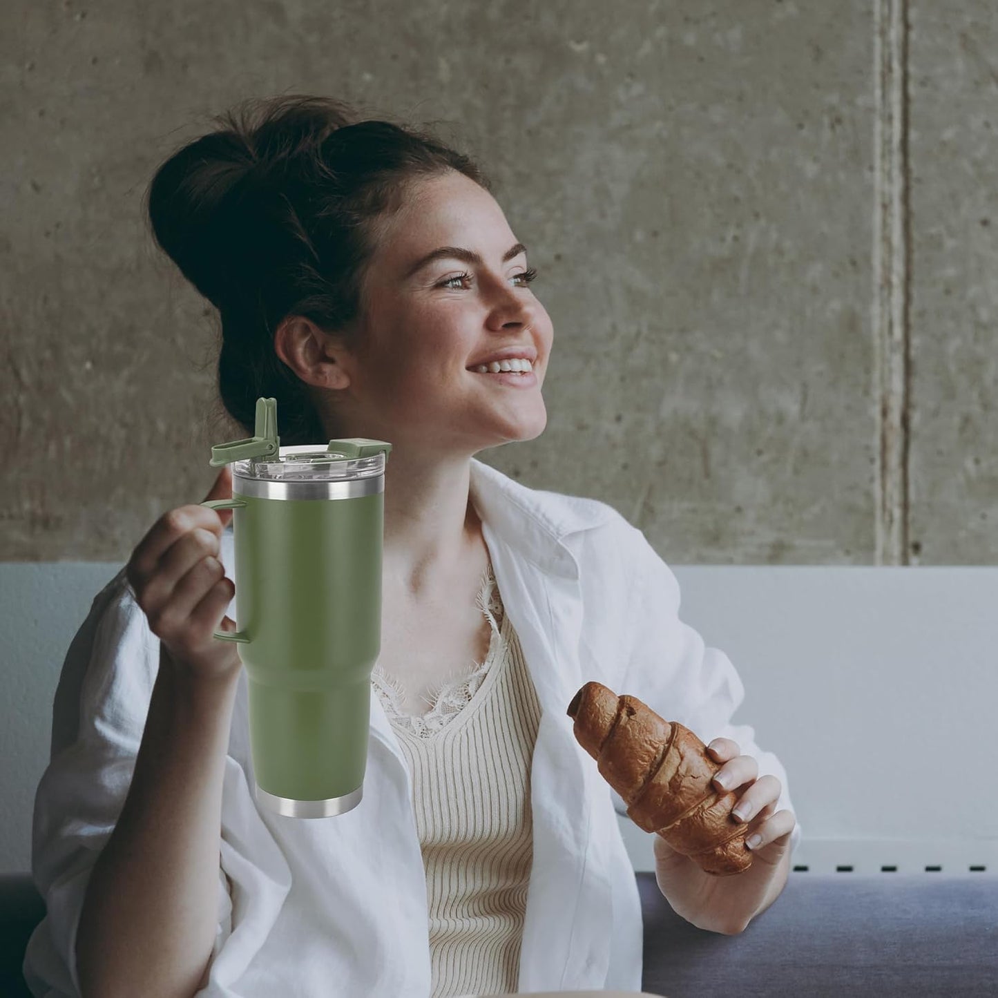 HASLE OUTFITTERS 30oz Tumbler Bulk with Handle, Insulated Travel Coffee Mug Set with Handle Leak-Proof Double Wall Stainless Steel Vacuum Tumblers Pack Metal Cup for Hot and Cold Drink