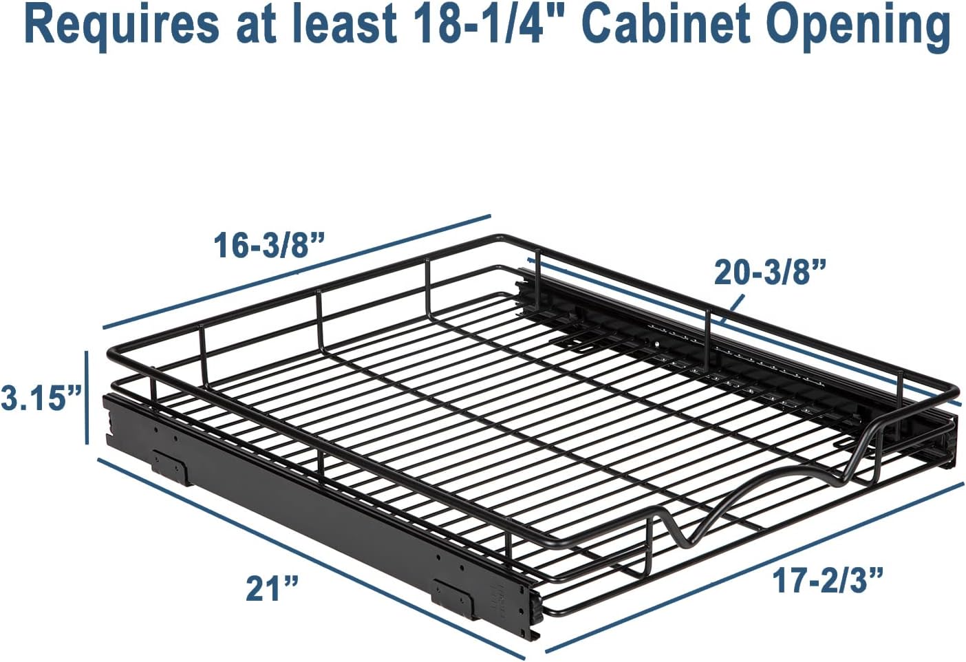 HOLDN’ STORAGE Pull Out Cabinet Organizer, Heavy Duty Caddy w/Lifetime Limited Warranty -17”W x 21”D - Requires At Least 18-1/4” Cabinet Opening, Steel Metal Cabinet Drawers Slide Out, Black