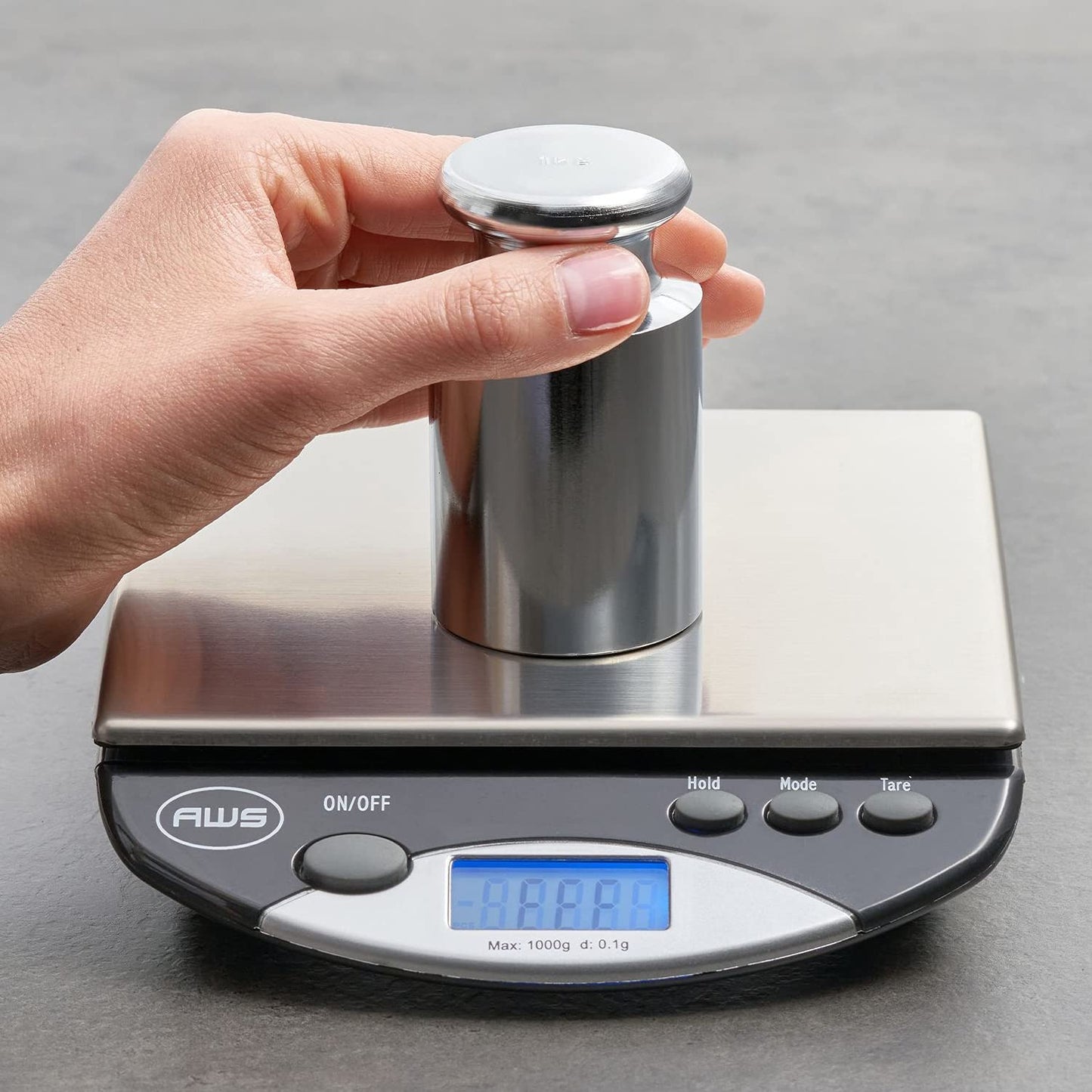 American Weigh Scales Calibration Weight for AWS Digital Scale, Carbon Steel, Solid Stainless Steel Chrome Finish, 2000G (2KGWGT)