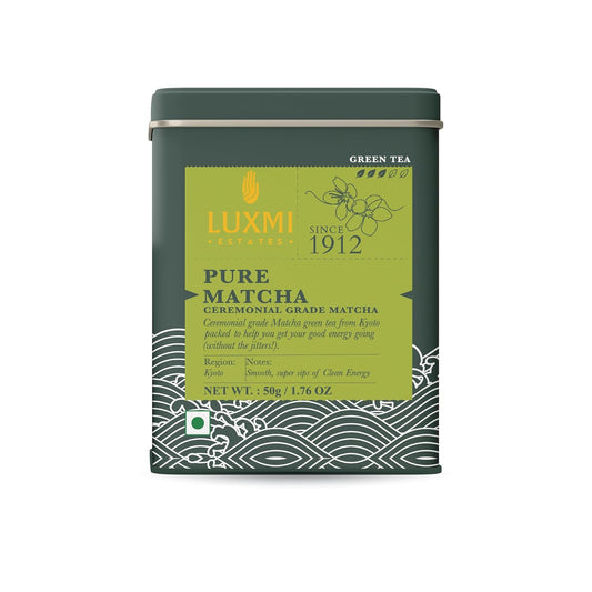 Luxmi Estates - Pure Matcha - Ceremonial Grade Matcha Powder - 50g | Organic, Stone-Ground Matcha Tea, Rich in Antioxidants | Authentic Zen Tea Experience
