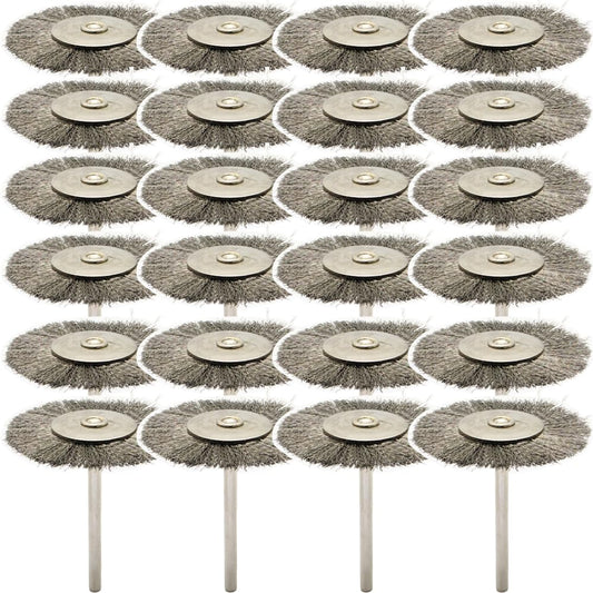 20PCS T-shaped Wire Brushes - Metal Rust Removal, Polishing, Cleaning - 38mm Diameter, 3mm Shaft - Removes Burrs, Dust, and Oxide Layer - Handles Rough Surfaces - Designed for Industrial and DIY Use