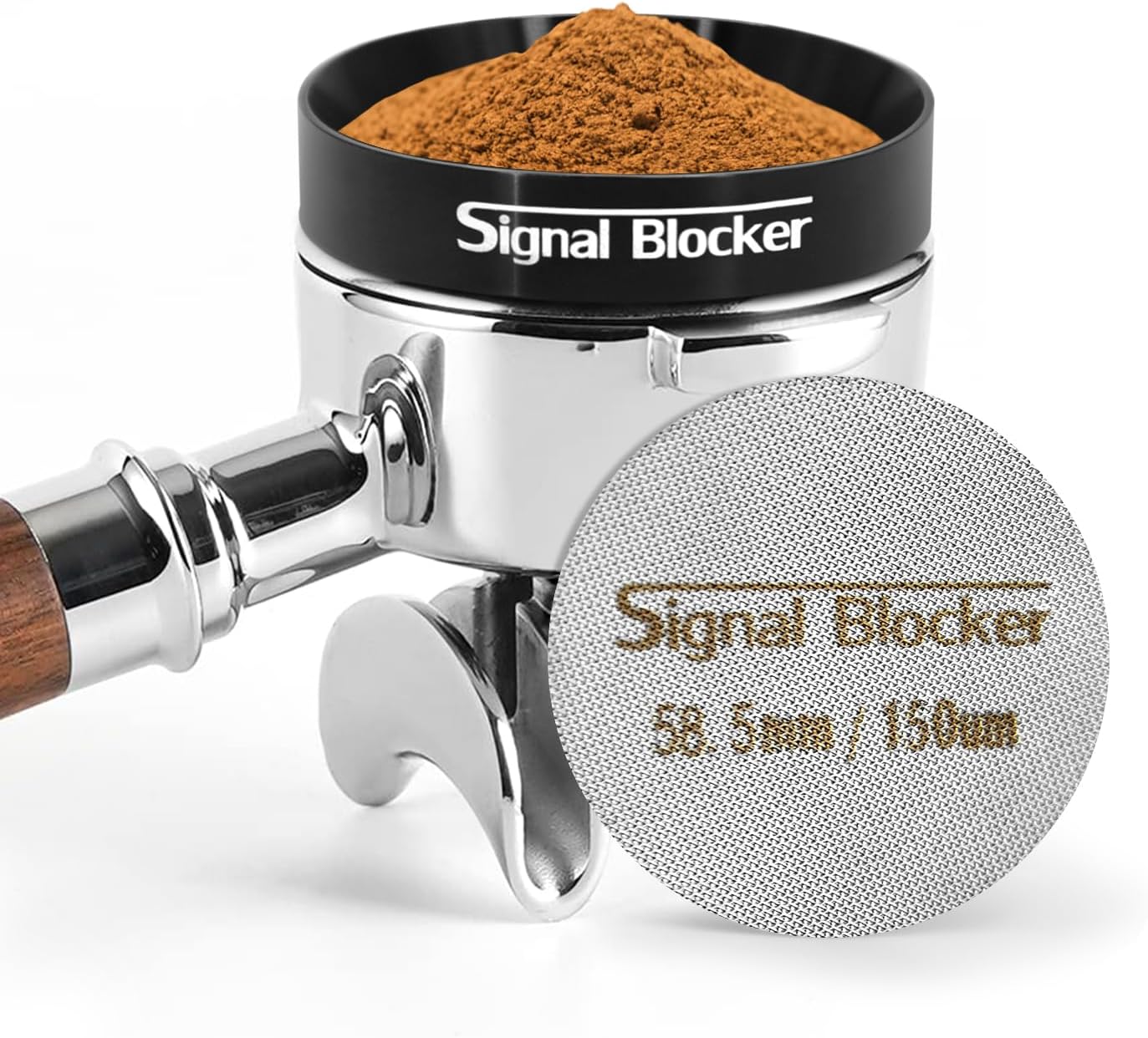 58mm Espresso Dosing Funnel & 58.5mm Puck Screen for Gaggia: Magnetic Coffee Dosing Ring Aluminium Metal - Reusable 1.7mm Thickness 150μm Puck Screen 316 Stainless Steel | Fits All 58mm Portafilters