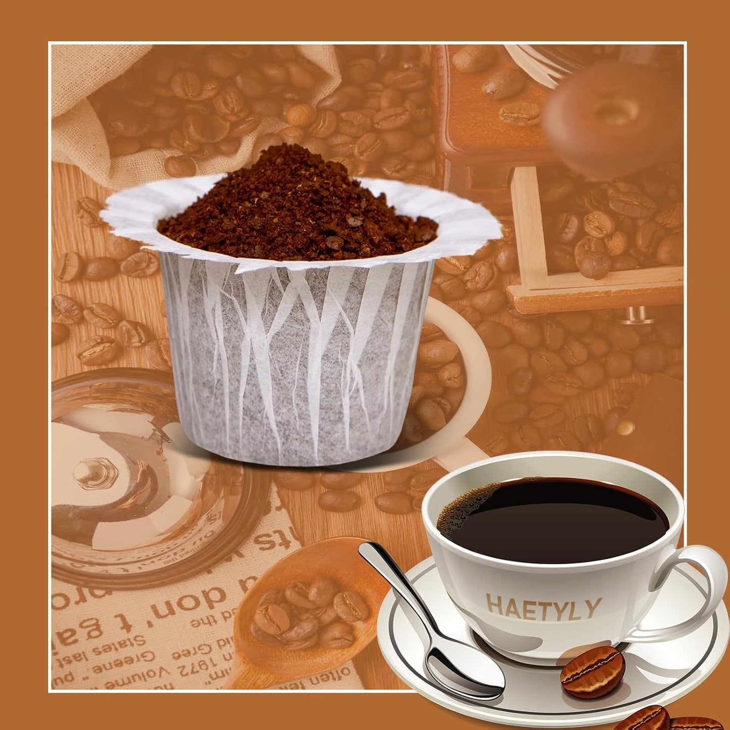 300 Count Disposable Paper Filter with 2 Pack Reusable K Cups Coffee Pods,Compatible with Keurig 2.0 and 1.0 Coffee Maker