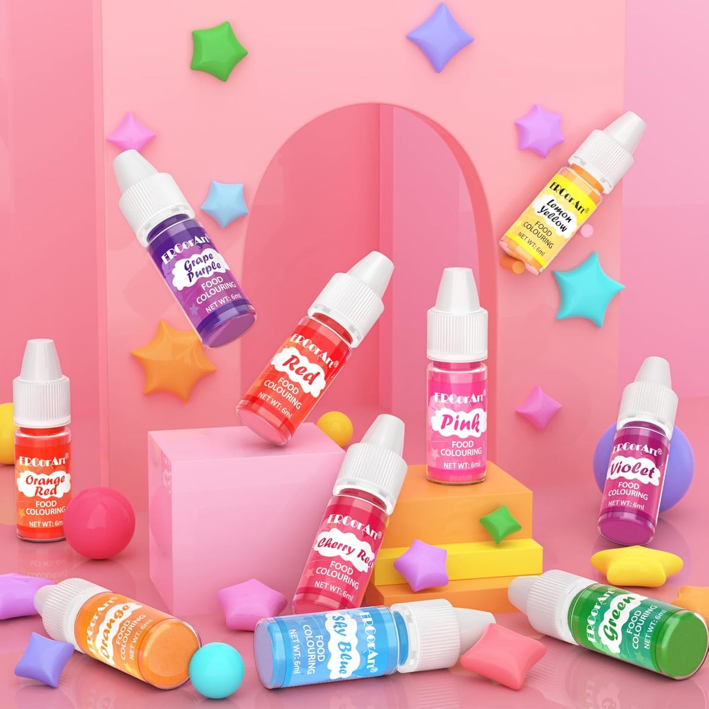 Food Coloring Liquid - ERCorArt 16 Colors Food Coloring, Food Grade Food Dye, Tasteless Food Color Set for Cake Decorating, Easter Egg, Cooking, Fondant - 0.25 Fl Oz