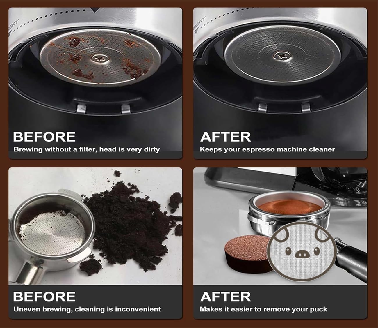 51mm Espresso Puck Screen, Lower Shower Screen, Metal Coffee Reusable Filter for 51mm Espresso Portafilter Basket, 1.7 Thickness(Piggy)