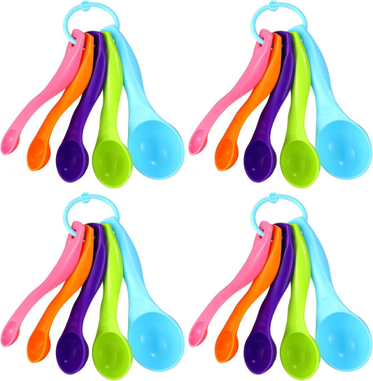 20 Pieces Plastic Colorful Measuring Cup Spoons for Kitchen Cooking Baking Dry and Liquid Ingredients