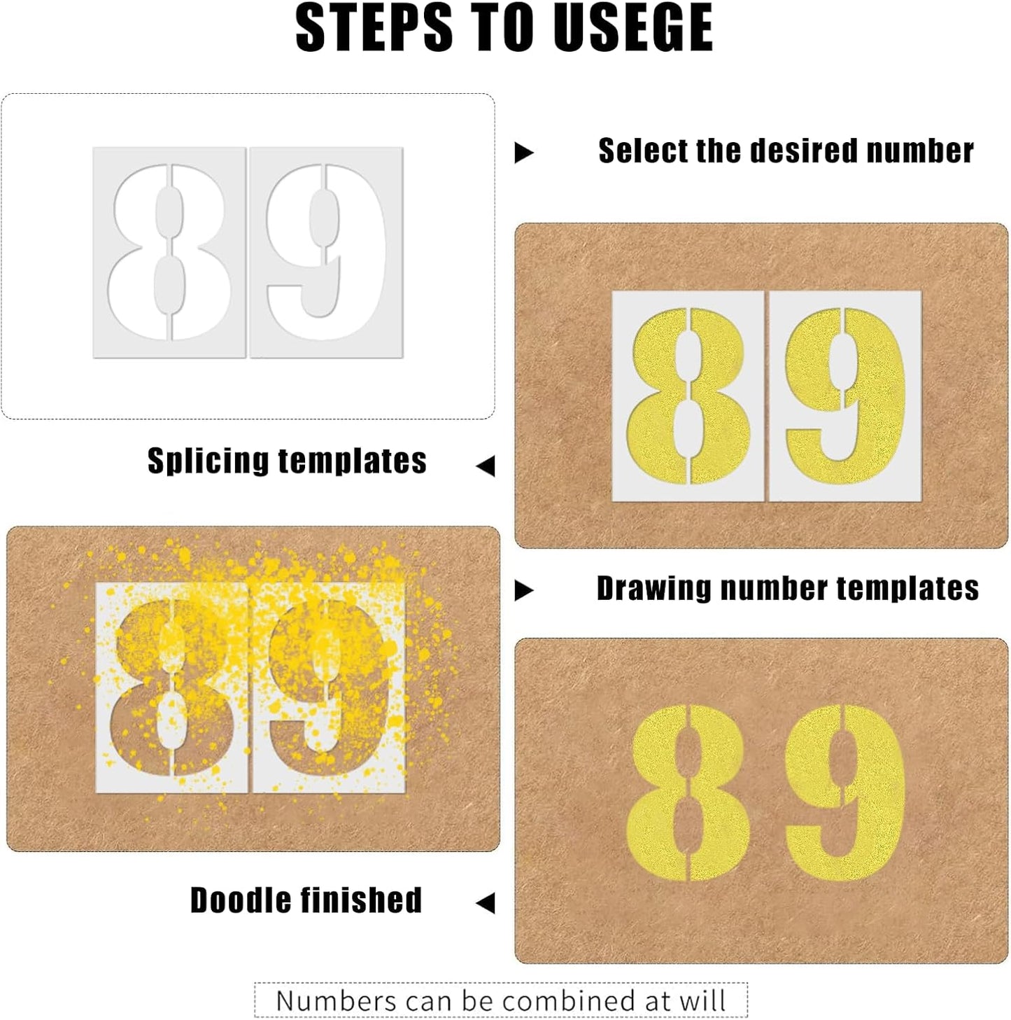 4 Inch Number Stencils Set, 0-9 Plastic Address Number Stencils Reusable Cake Digital Templates for Painting on Wall,Wood,Rock,Mailbox and DIY Art Projects