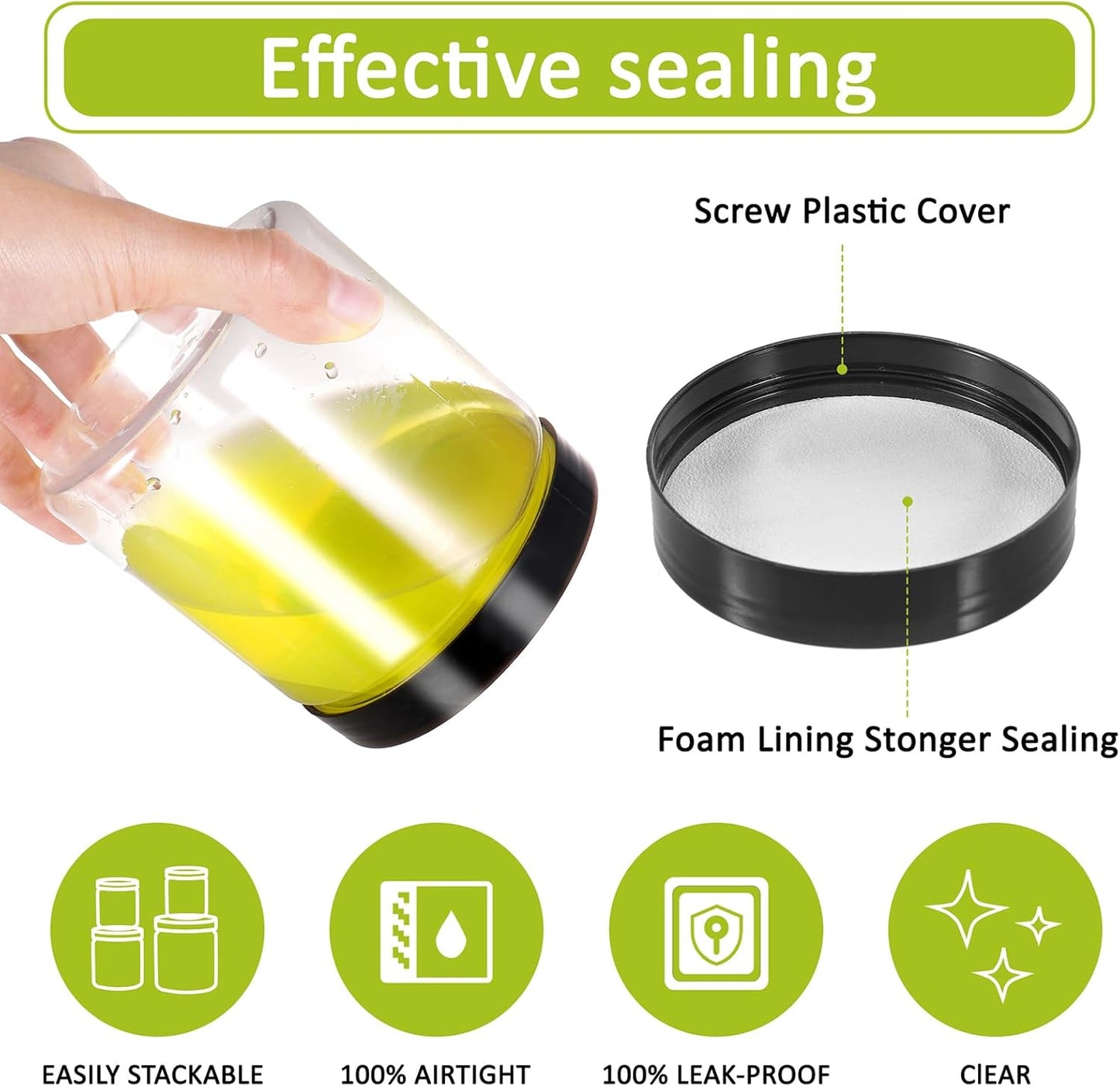 12pcs Plastic Jars with Lids 16 oz & 8 oz & 4 oz, Leakproof Storage Containers Clear Plastic Mason Jars for Peanut, Spice, Cookie, Candy and Dry Food Wedding Shower Party Favors