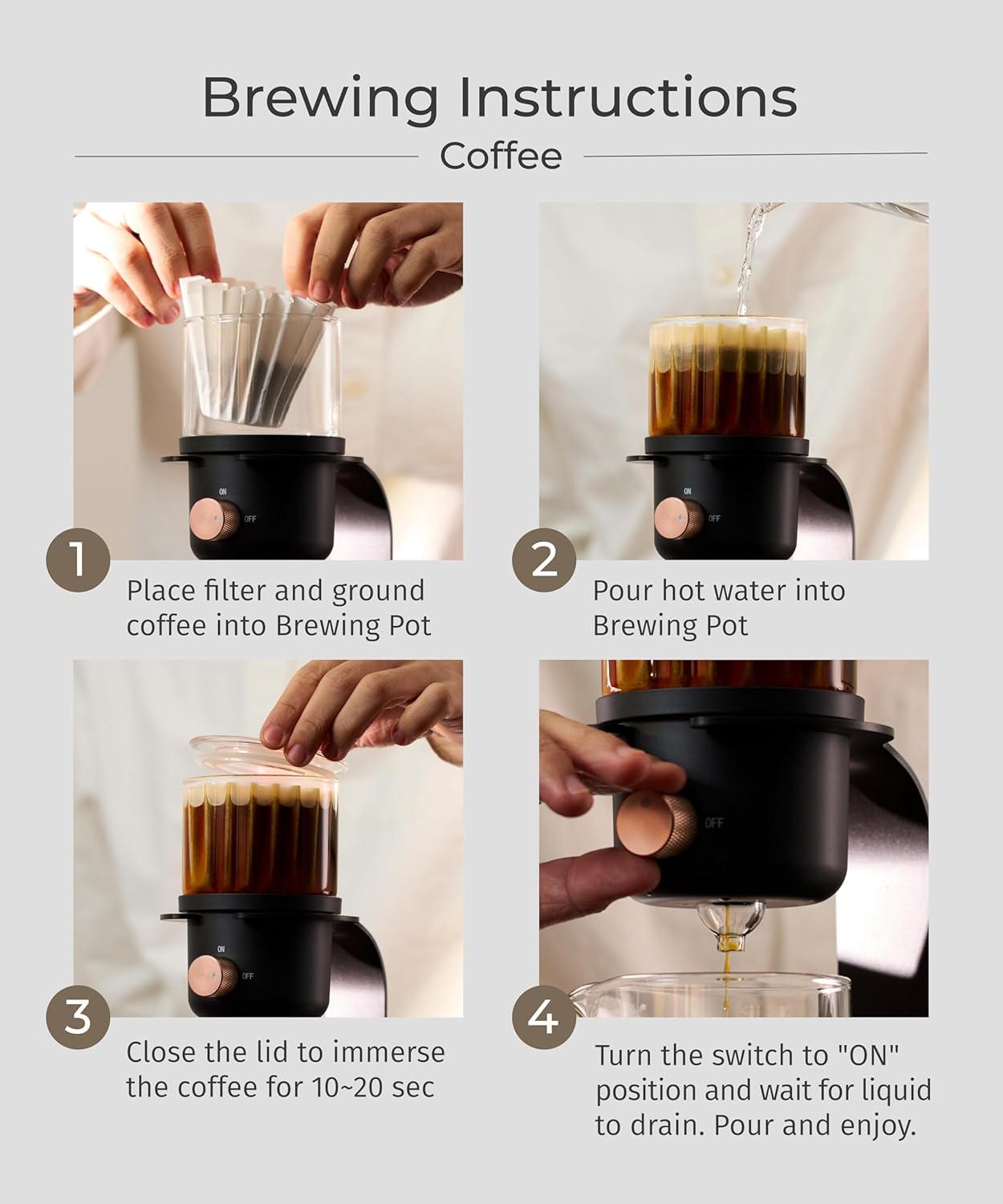 Glass Tea Pot with Infusers for Loose Tea and Drip Coffee Pour Over, Semi Automatic Tea Set with Magnetic Clear Teapot, White