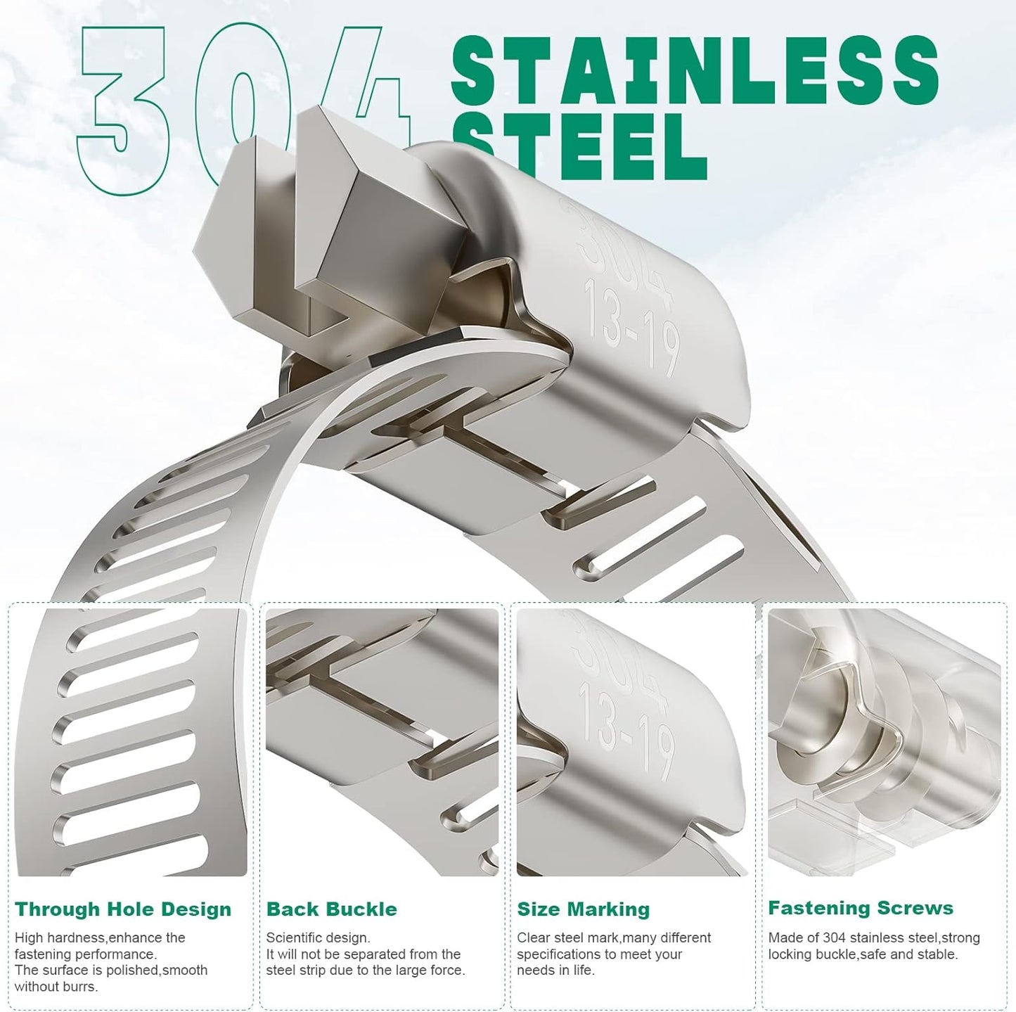 96PCS Hose Clamps Stainless Steel Assortment Adjustable 1/4"-1-5/32"(6-29mm) Worm Gear Hose Clamp, Heavy Duty Metal Small Hose Clamps for Automotive, Pipe, Radiator Plumbing, Fuel Line