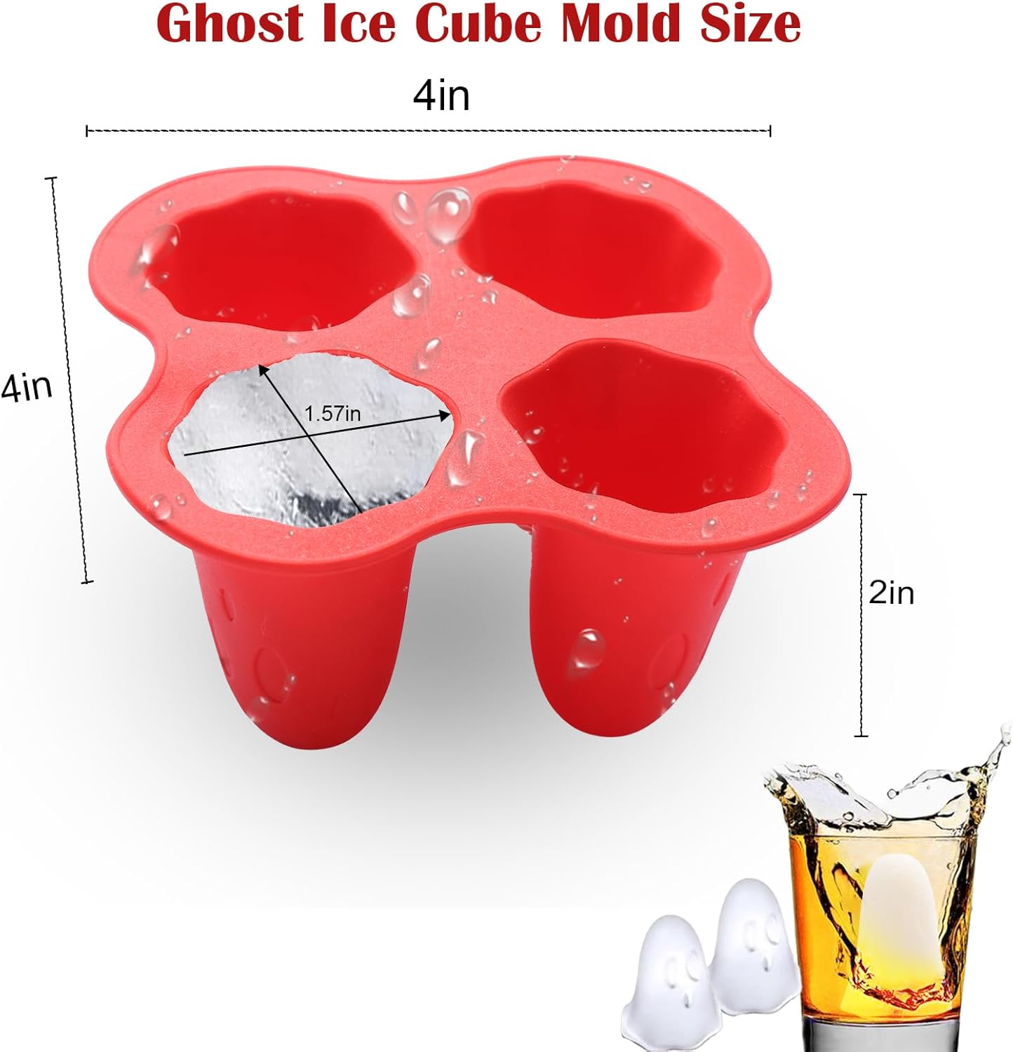 Halloween Ice Cube Molds,5PCS Ghost Silicone Molds for Chocolate, Candy, Jelly,Cake Topper Halloween Party Ice Cube Tray