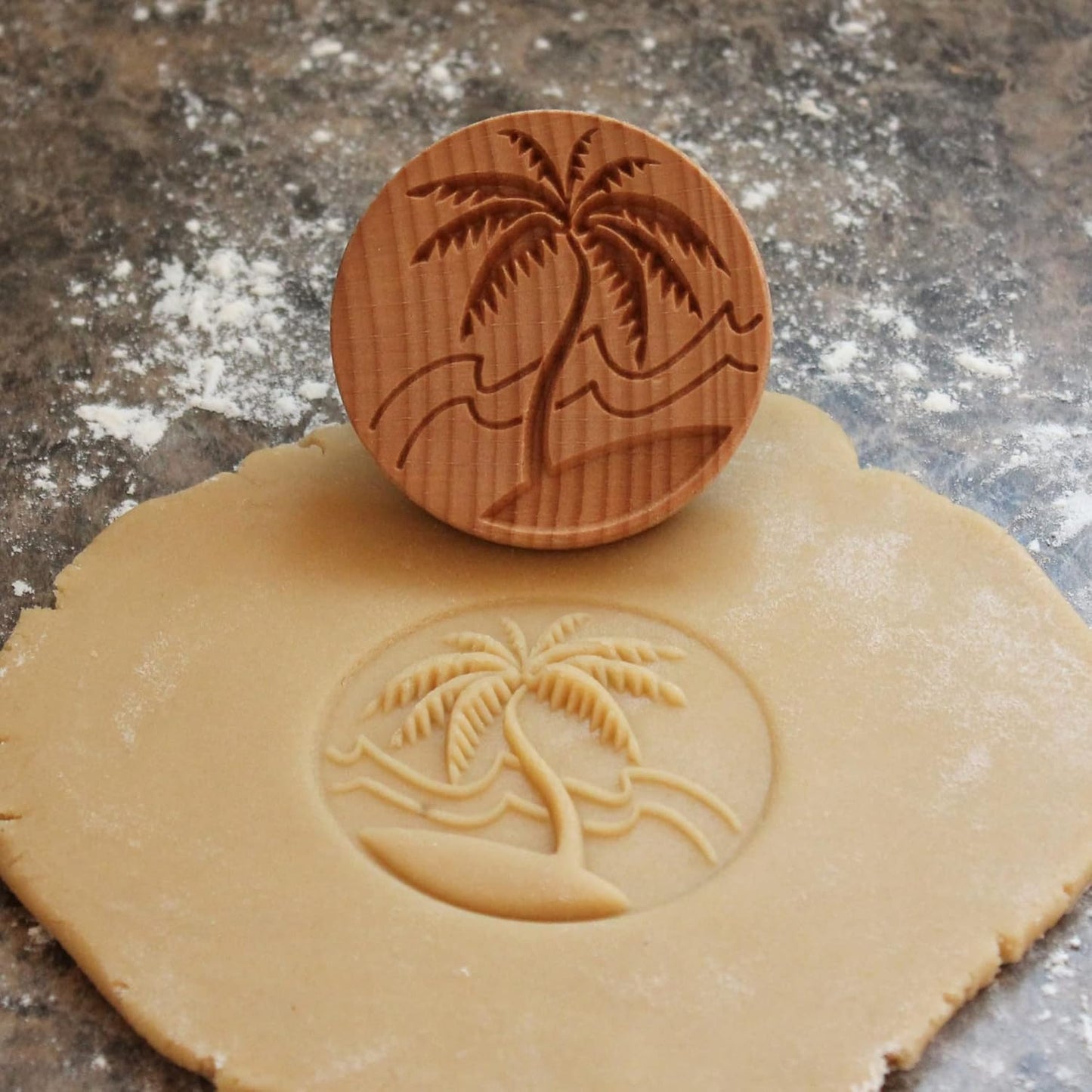 Wood Cookie Stamp, 2.5 Inch (Tropical Island CS-046)