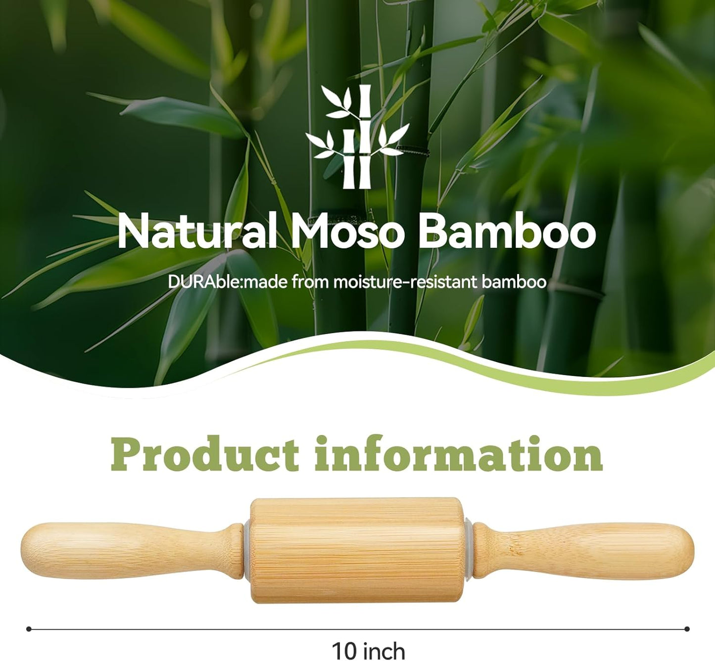 10 inch Wooden Rolling Pin for Baking - Long Dough Roller for All Baking Needs