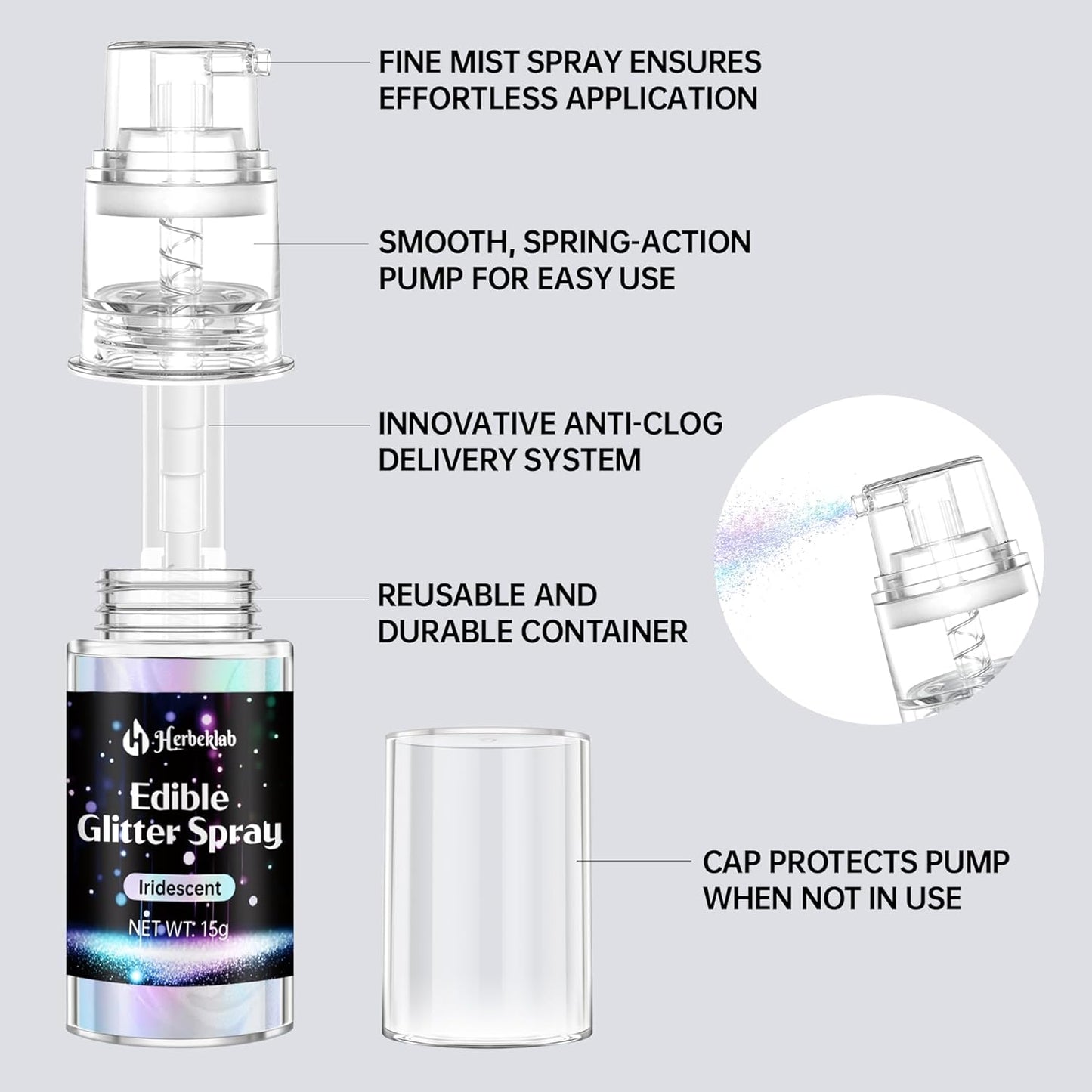 Blue Edible Glitter Spray - 15g Edible Blue Glitter for Cakes Food Grade Metallic Shimmer Powder Cake Spray for Cookie Decorating Chocolate Strawberry