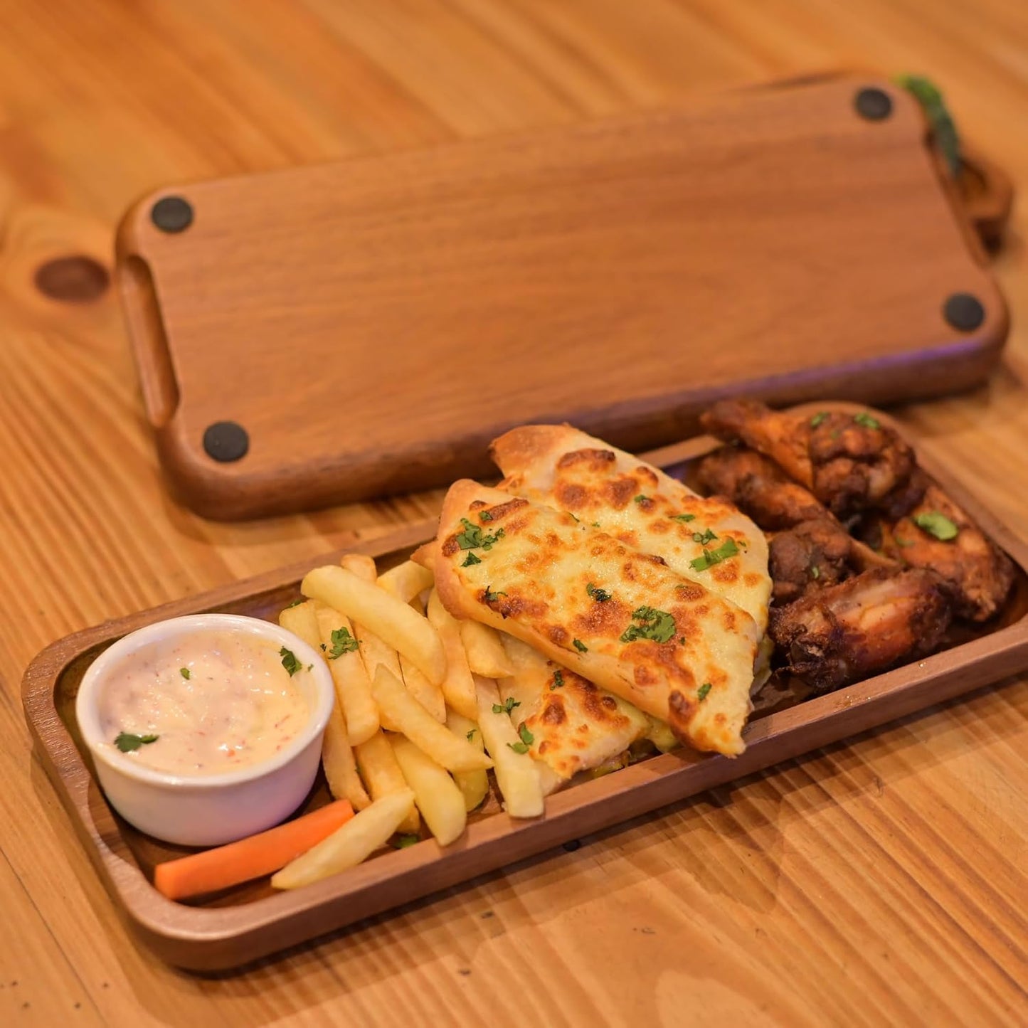 Acacia Wooden Tray Pack of 3 - Wood Serving Tray, Rectangle Cheese Plates - Charcuterie Boards, Wooden Trays for Decor, Vegetables, Fruit, Appetizer Trays (11.8 x 5.11 inches)