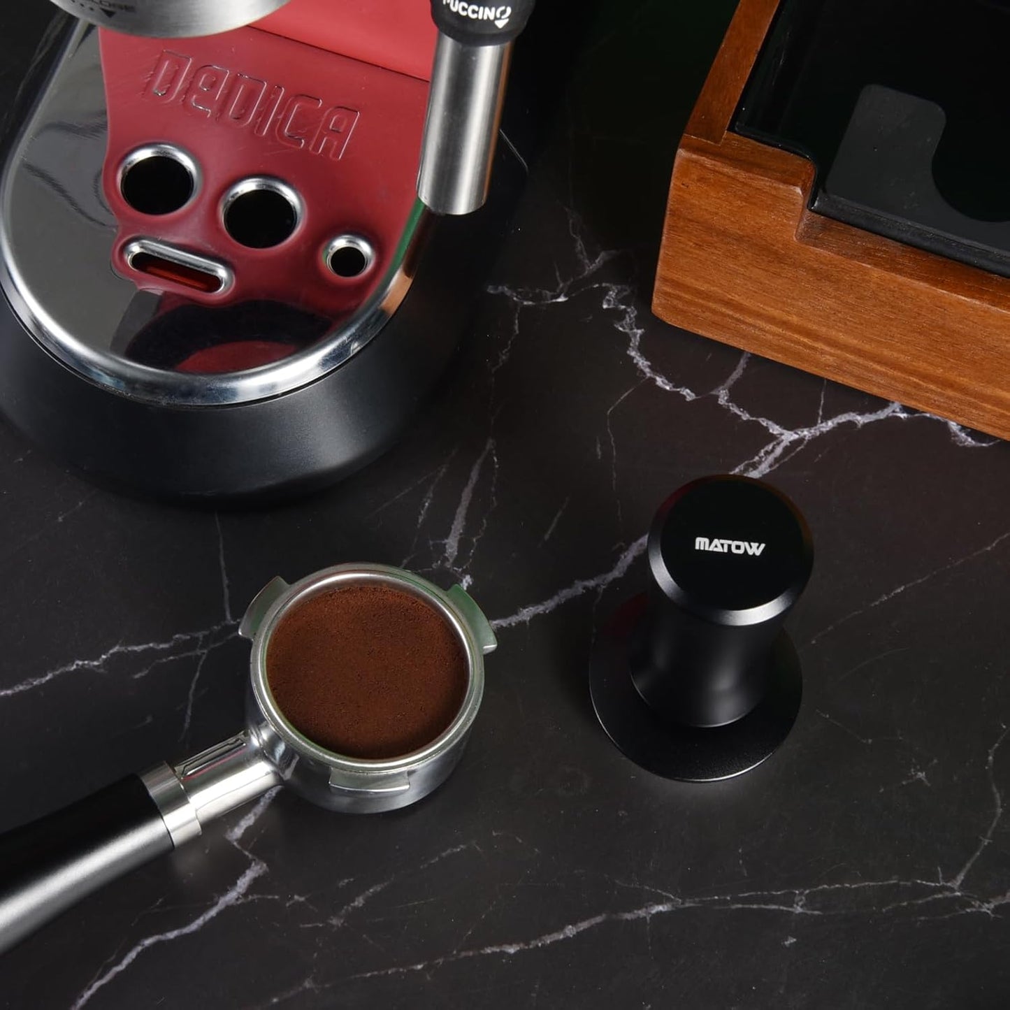 51mm Espresso Hand Tamper, MATOW Dual Calibrated Spring Loaded Coffee Tamper with Stainless Steel Flat Base, Pro-barista 30lbs Espresso Tamper with Anodized Aluminum Handle