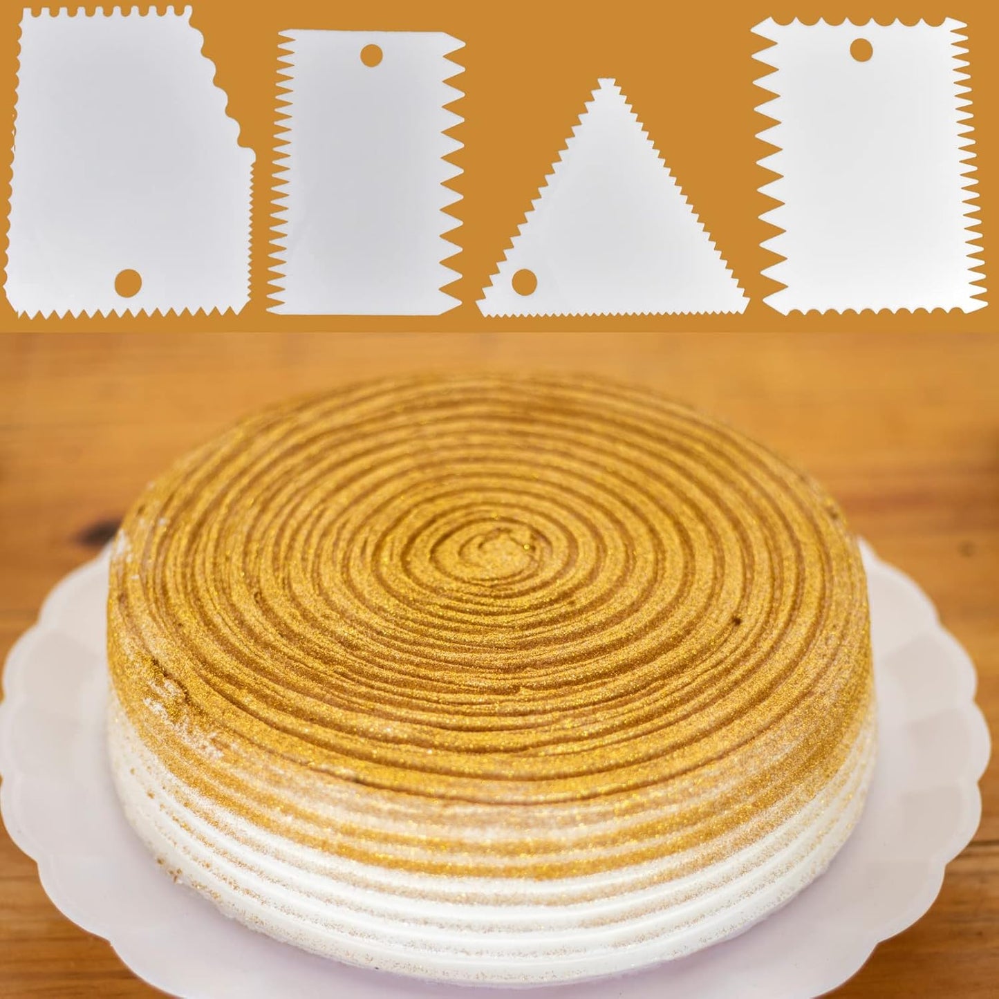 Cake Scraper Cake Decorating Tools, 7 Pcs Dough Scraper Bowl Scraper Cutters Flexible Cake Icing Smoother for Cake Bread Dough Multipurpose Food