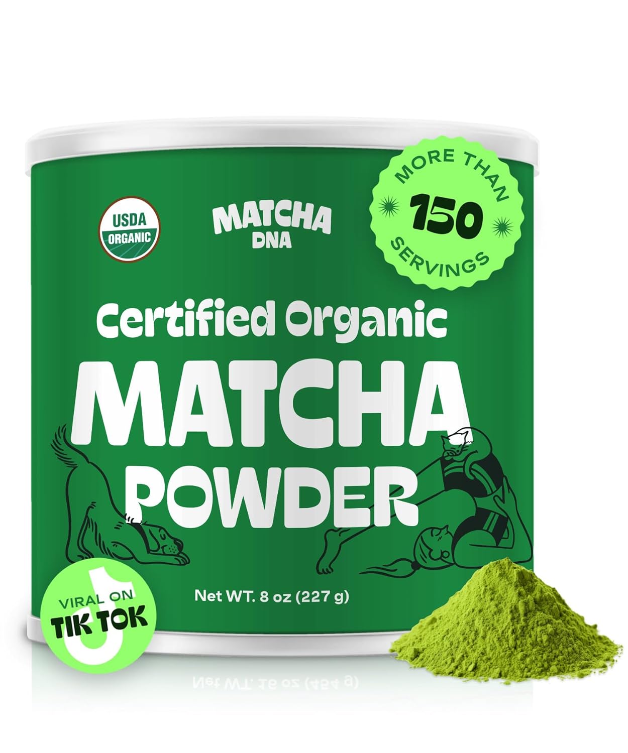 MATCHA DNA Certified Organic Matcha Green Tea Powder (8 oz TIN CAN)