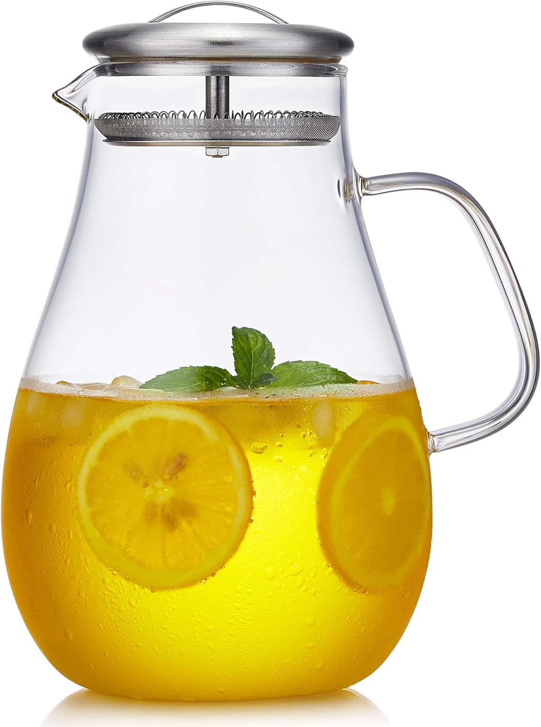 2000ML/68OZ Glass Pitchers with Lid for Hot and Cold Drinking, Heat Resistant Borosilicate Glass Pitcher for Tea, Juice, Milk, Cold Hot Beverages