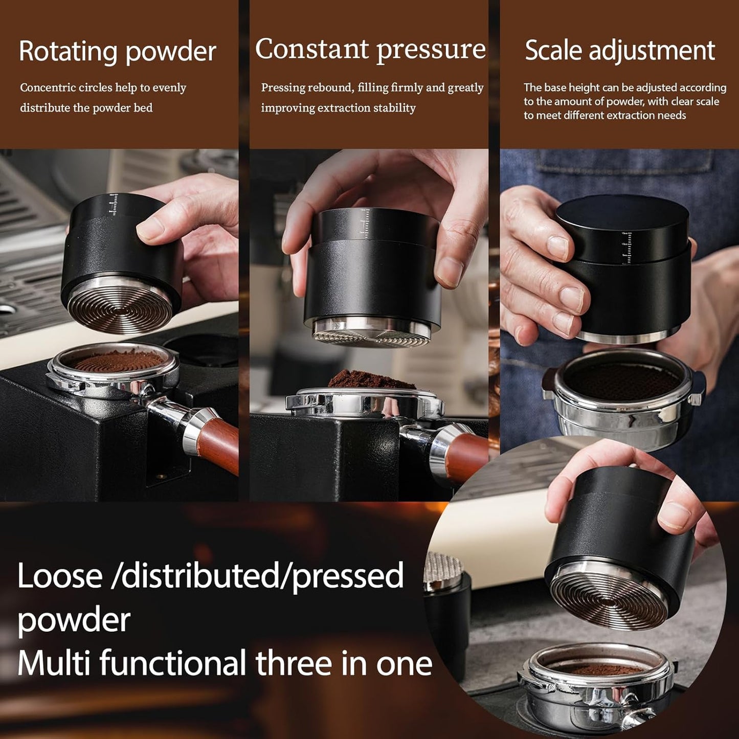53MM Espresso Tools - Professional WDT Tool, Coffee Distributor & Tamper with 3-in-1 Design, 304 Stainless Steel Barista Essentials for Home Coffee Brewing, Beginner-Friendly Accessories