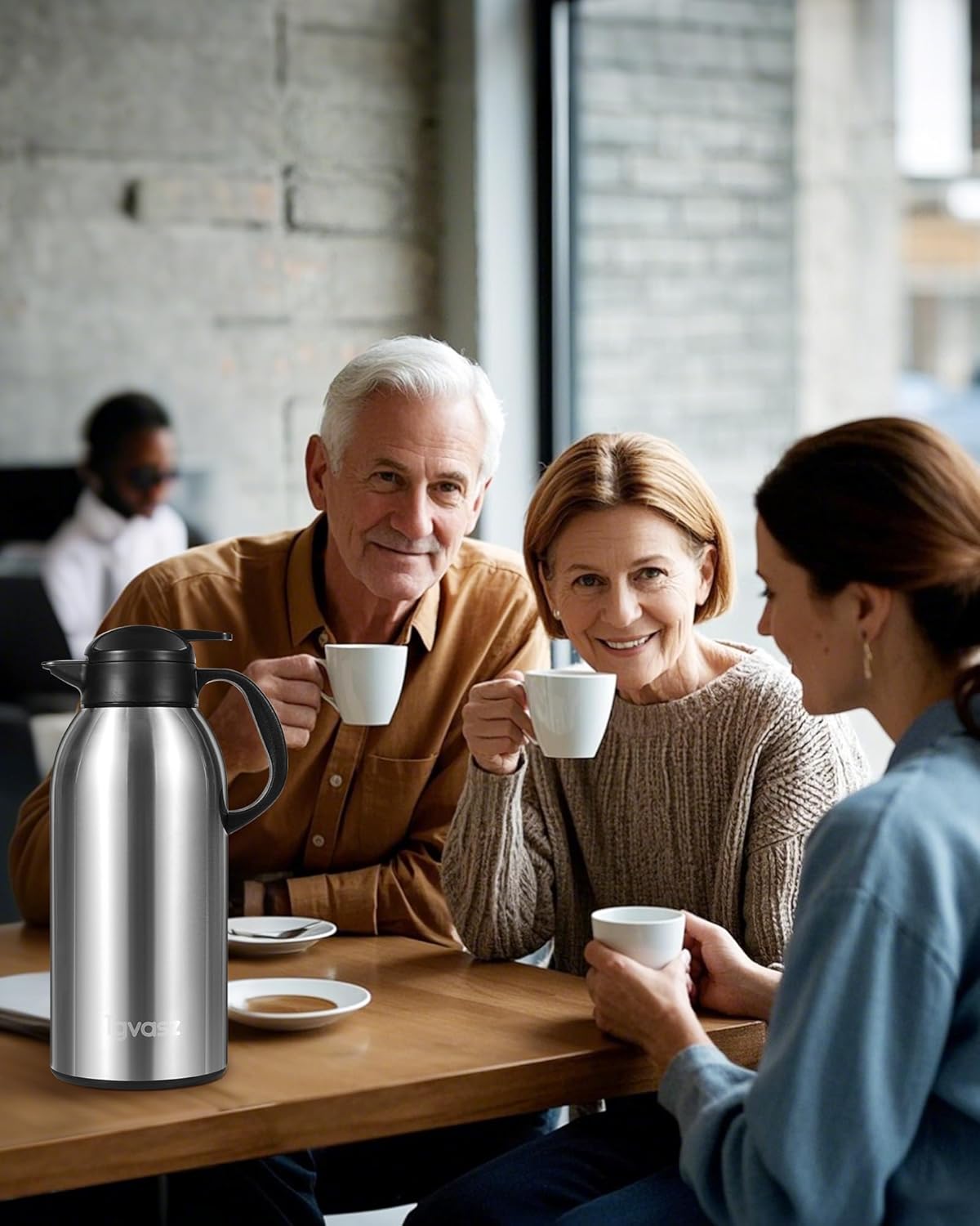 2 PCS Thermal Coffee Carafe 102 oz / 3L - Up to 36 Hours Hot, Insulated Stainless Steel Airpot for Hot Liquids, Coffee Carafes For Keeping Hot Coffee for Parties -Large Carafe Flask(Black/Silver)