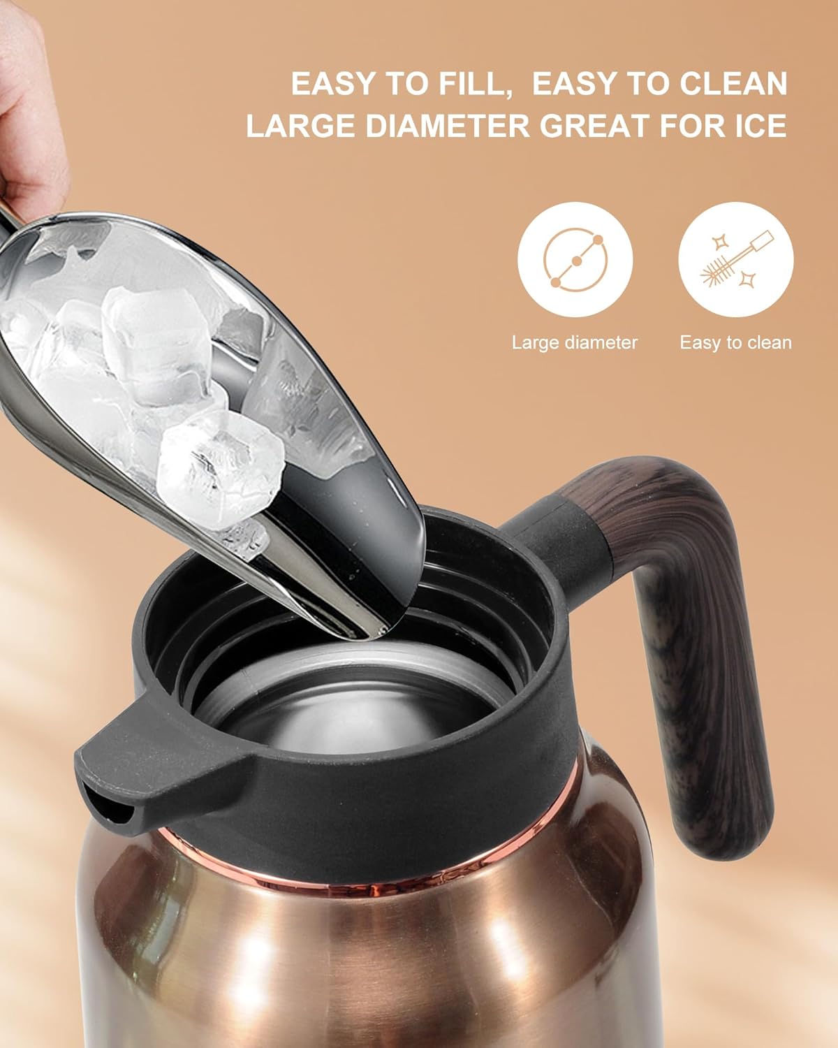 51 Oz Carafes for Hot Liquid, Stainless Steel Insulated Vacuum Thermal Coffee Carafes For Keeping Hot, 1.5 Liter Coffee Dispenser(Gold)