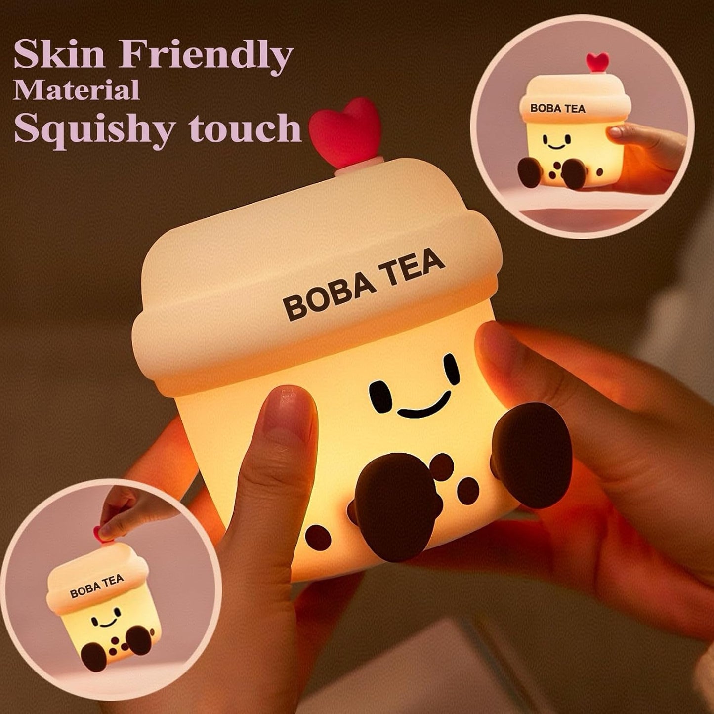 Boba Tea Night Light, Boba Gifts, Cute Silicone Bubble Tea Night Light, Kids' Bedroom Decor, Gift for Children, Teens, Adults, Perfect for Christmas & Birthdays (Boba Tea)