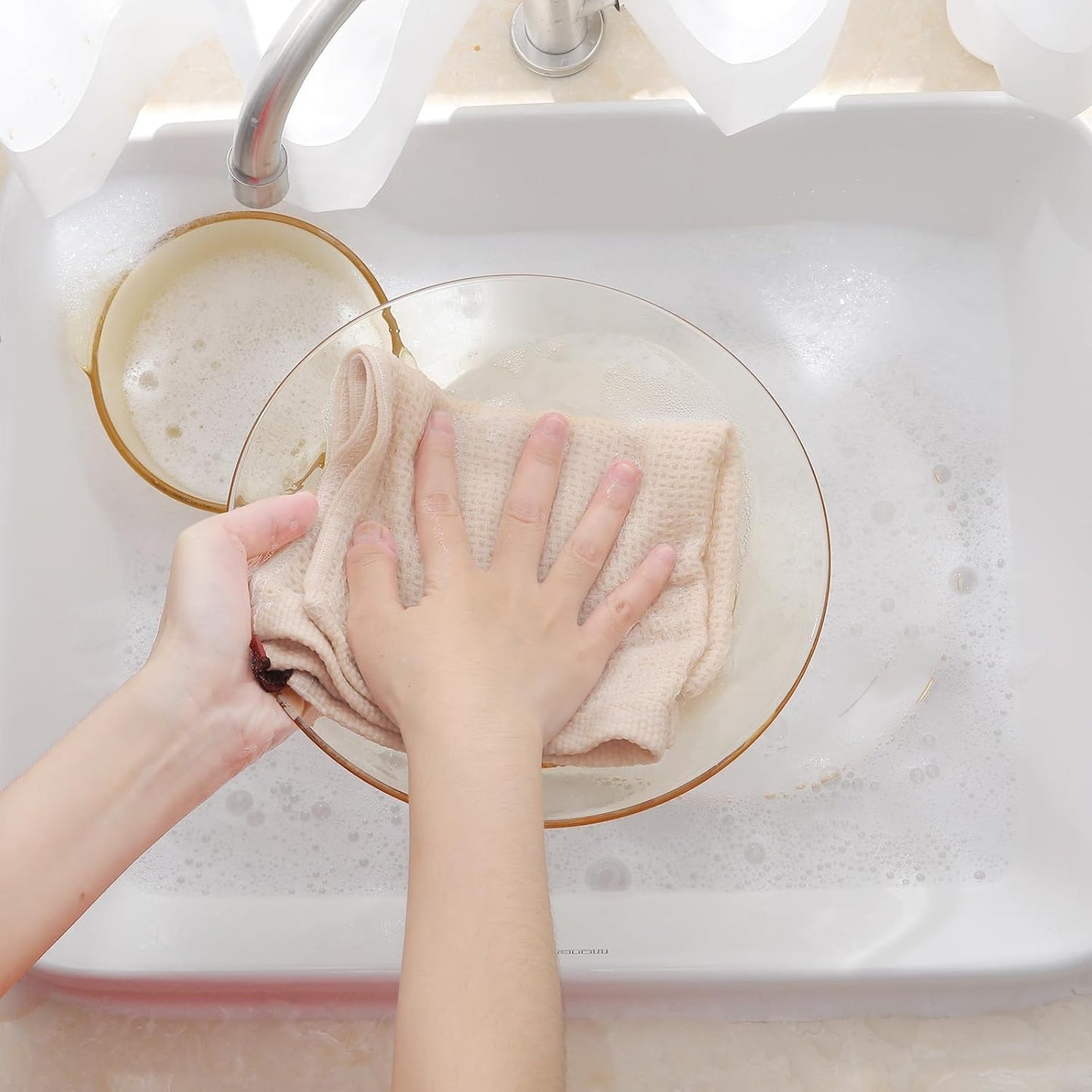 Homaxy 100% Cotton Waffle Weave Kitchen Dish Cloths, Ultra Soft Absorbent Quick Drying Dish Towels, 12 x 12 Inches, 12-Pack, Beige