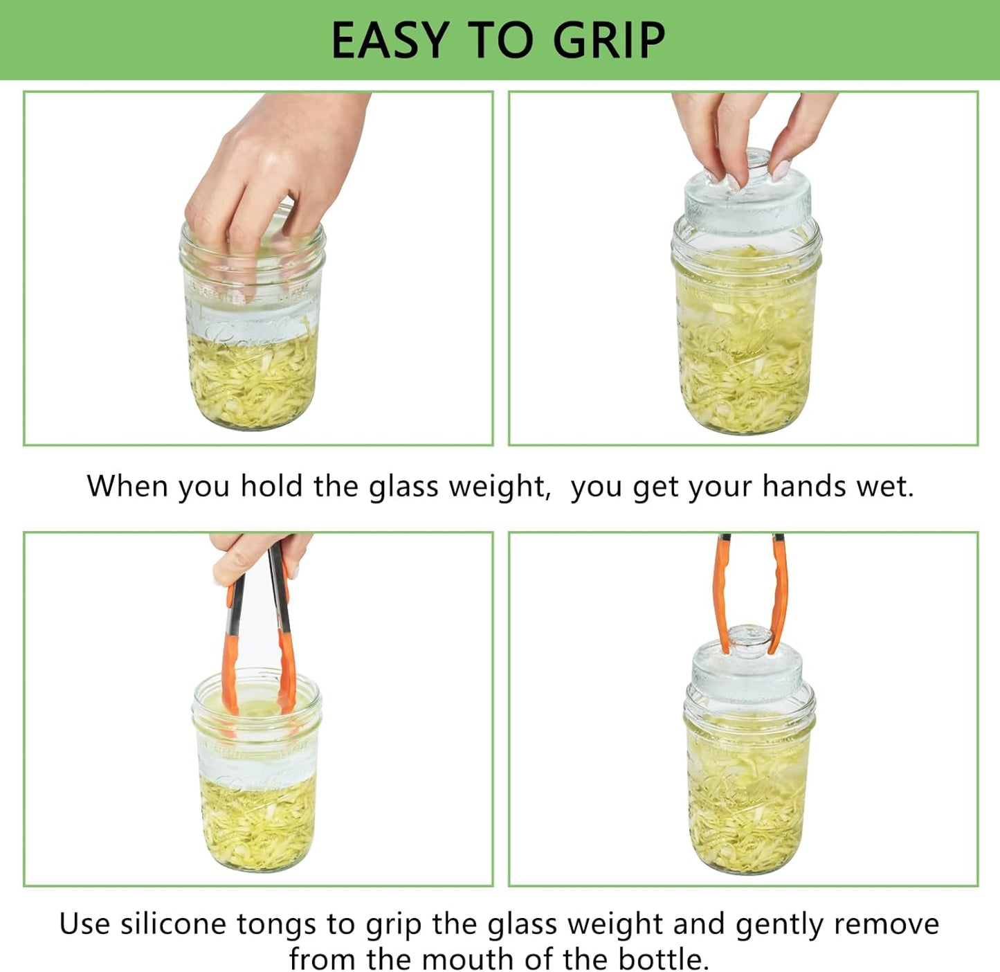 Artcome 10-Pack Glass Fermentation Weights with Easy Grip Handle and Unique Texture Design for Large Wide Mouth Mason Jars