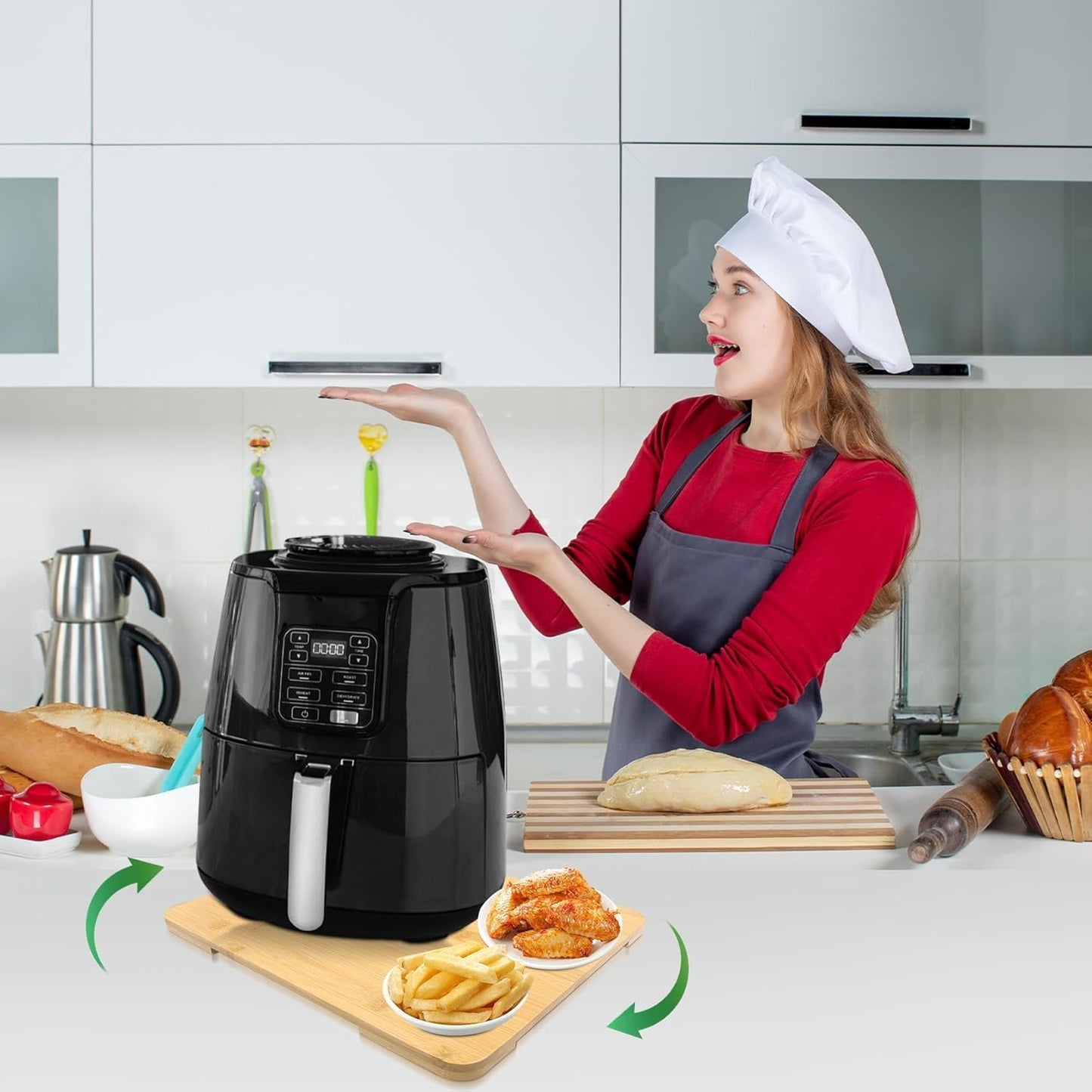 Appliance Slider 360° Rolling Tray for Coffee Maker Bamboo Coffee Pot Slider Tray for Countertop Rotation Sliding Tray with Wheels, Appliances Mat Easily from Under The Cabinet Natural(15.7"×13")