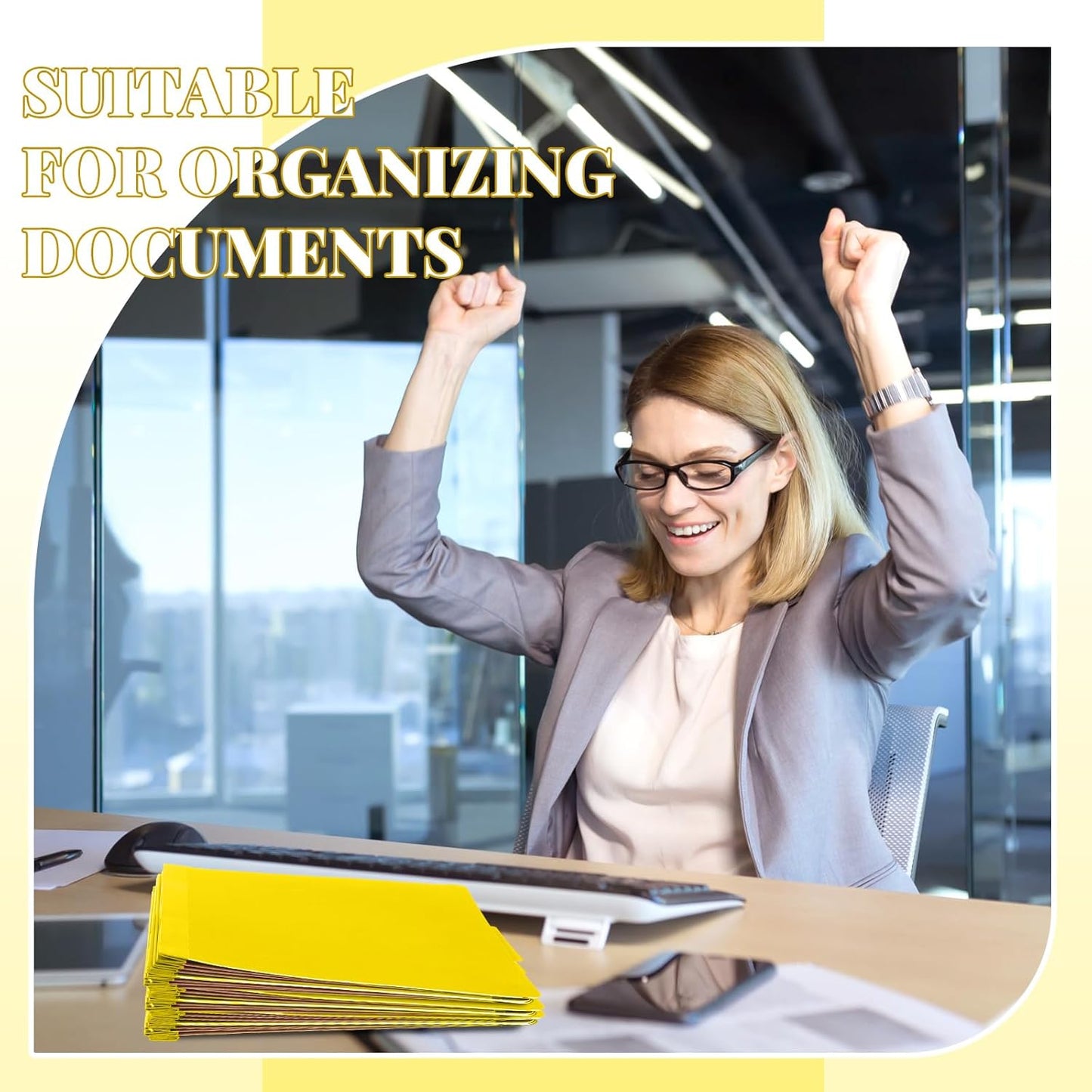 36 Pcs Classification Folders Letter Size, Back to School Supply for Teacher, Student, 3 Dividers Pressboard File Folder Bulk with 2 Fasteners, 3.5 Inch Expanding File Organizer (Yellow)