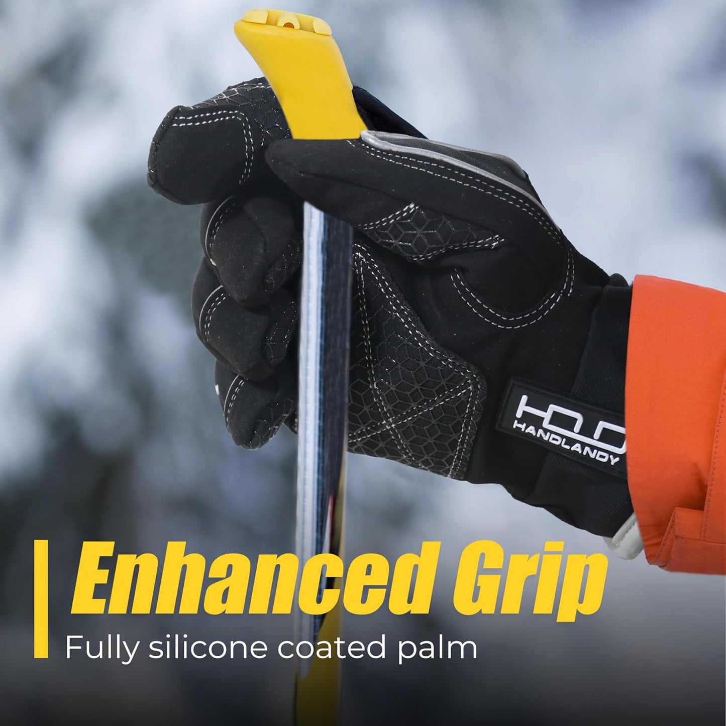 HANDLANDY Waterproof Insulated Work Gloves, 3M Thinsulate Thermal Winter Gloves for Men Women Touch Screen, Warm Ski Snowboard Cold Weather Gloves (Black, X-Large)