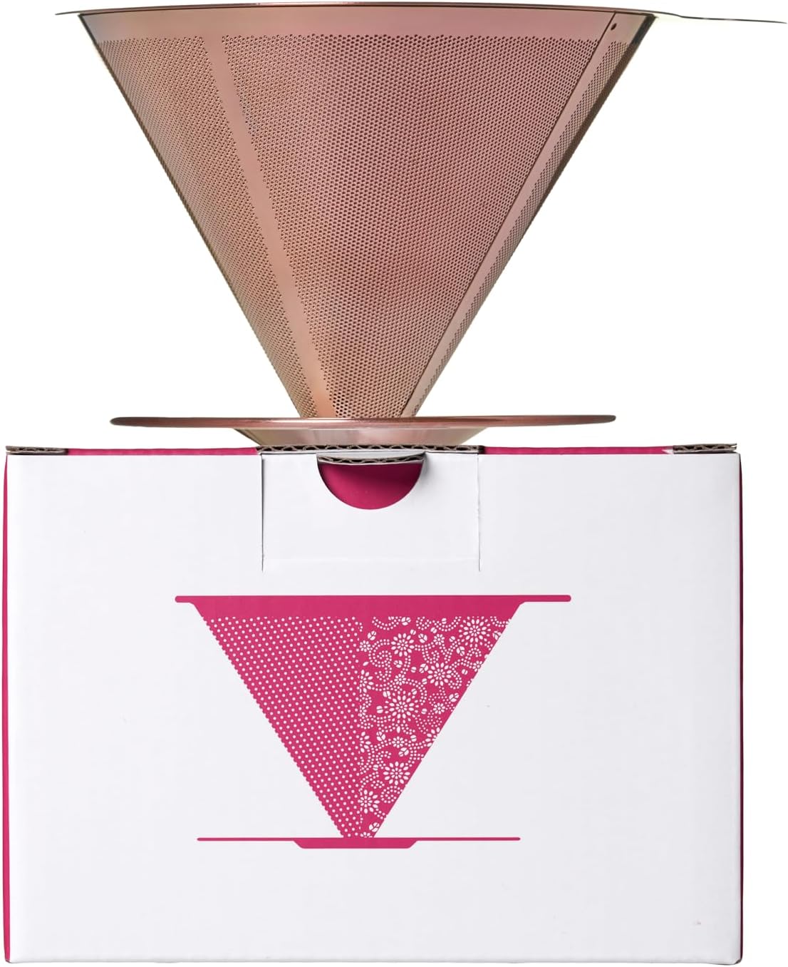 ATHIA Golden Stainless Steel Reusable Coffee Filter, Pour Over Cone Dripper with Fine Mesh, Paperless & Eco-Friendly Design, Fits Most Mugs, Carafes & Coffee Makers (Rose Golden, Standard)