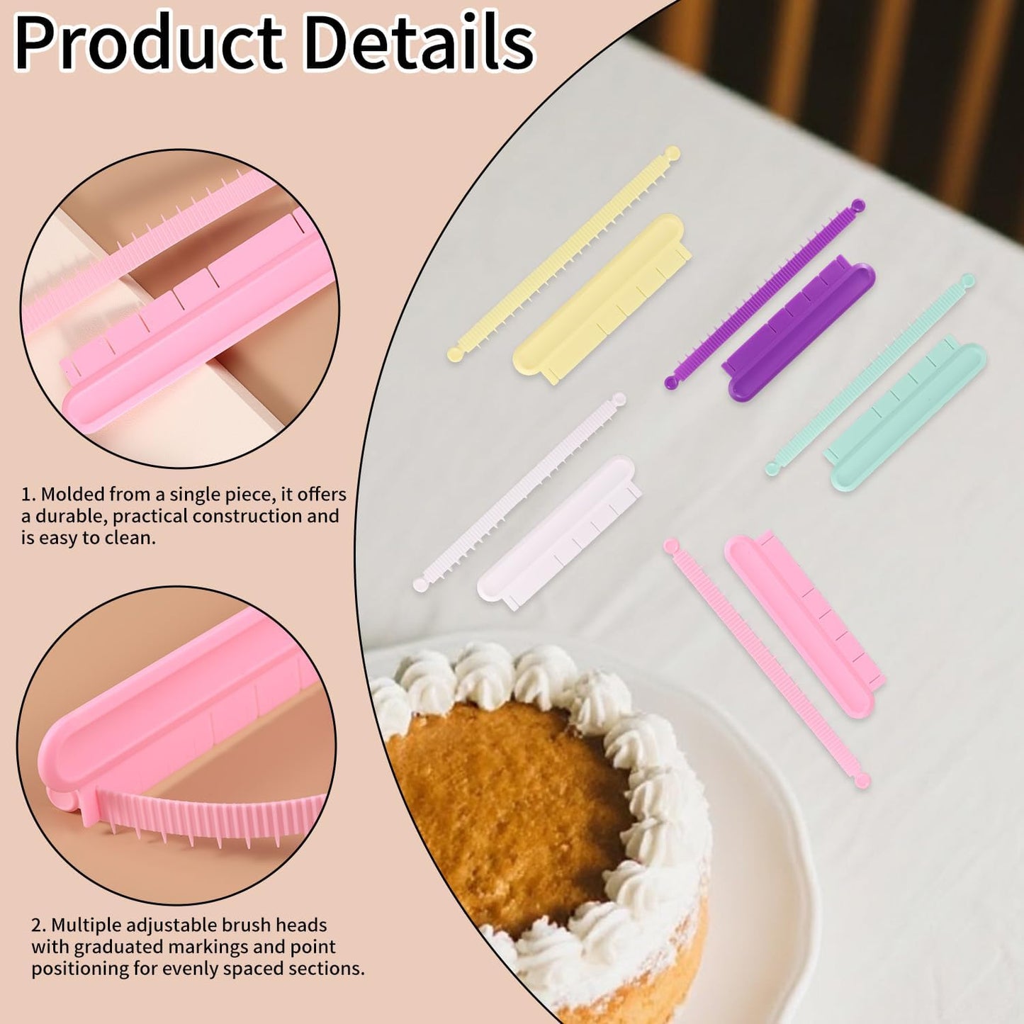 5pcs Cake Arch Guide Tools, Plastic Adjustable Fondant Cake Arc Ruler Practical Baking Pastry Measure Tools Suitable for Home Bakery Dessert Shop
