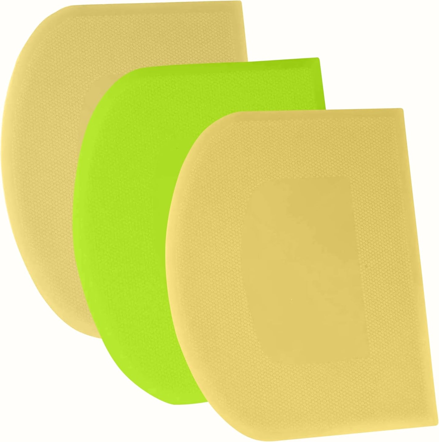 SURDOCA Dough Scraper Bench Scraper - 3P 7.1x4.9" Plastic Flexible Bowl Scraper, Sharp Edge & Angles Cake Scraper. Non-Slip Bakeware Decorating Tools Sculpting & Modeling Tools - Yellow+Green+Yellow