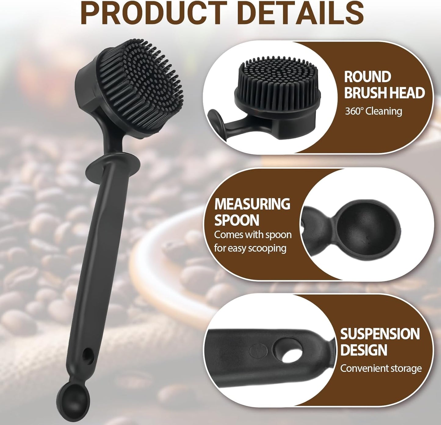 51MM Espresso Machine Cleaning Brush,Silicone Brush for Coffee Machine Group Head, Heat-Resistant and Corrosion-Resistant,360°Cleaning