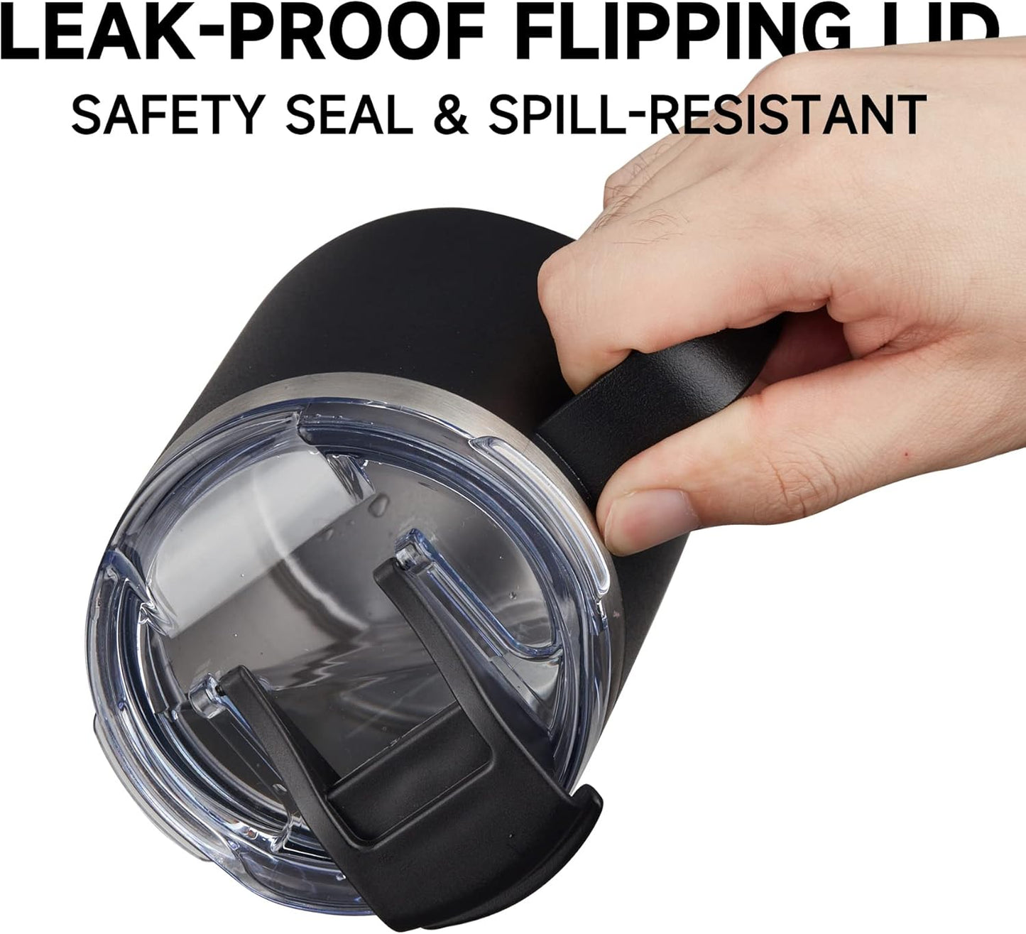 ALOUFEA 12oz Insulated Coffee Mug Cup with Handle, Stainless Steel Travel Coffee Mug with Flip Lid, Double Wall Vacuum Coffee Tumbler,Sage