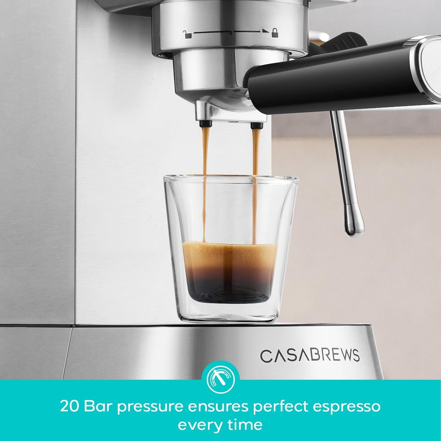 CASABREWS 5418 PRO Espresso Machine 20 Bar, Upgraded Espresso Maker with Powerful Steam Milk Frother, Stainless Steel Coffee Machine with Fast Heating System for Cappuccino, Latte, Silver