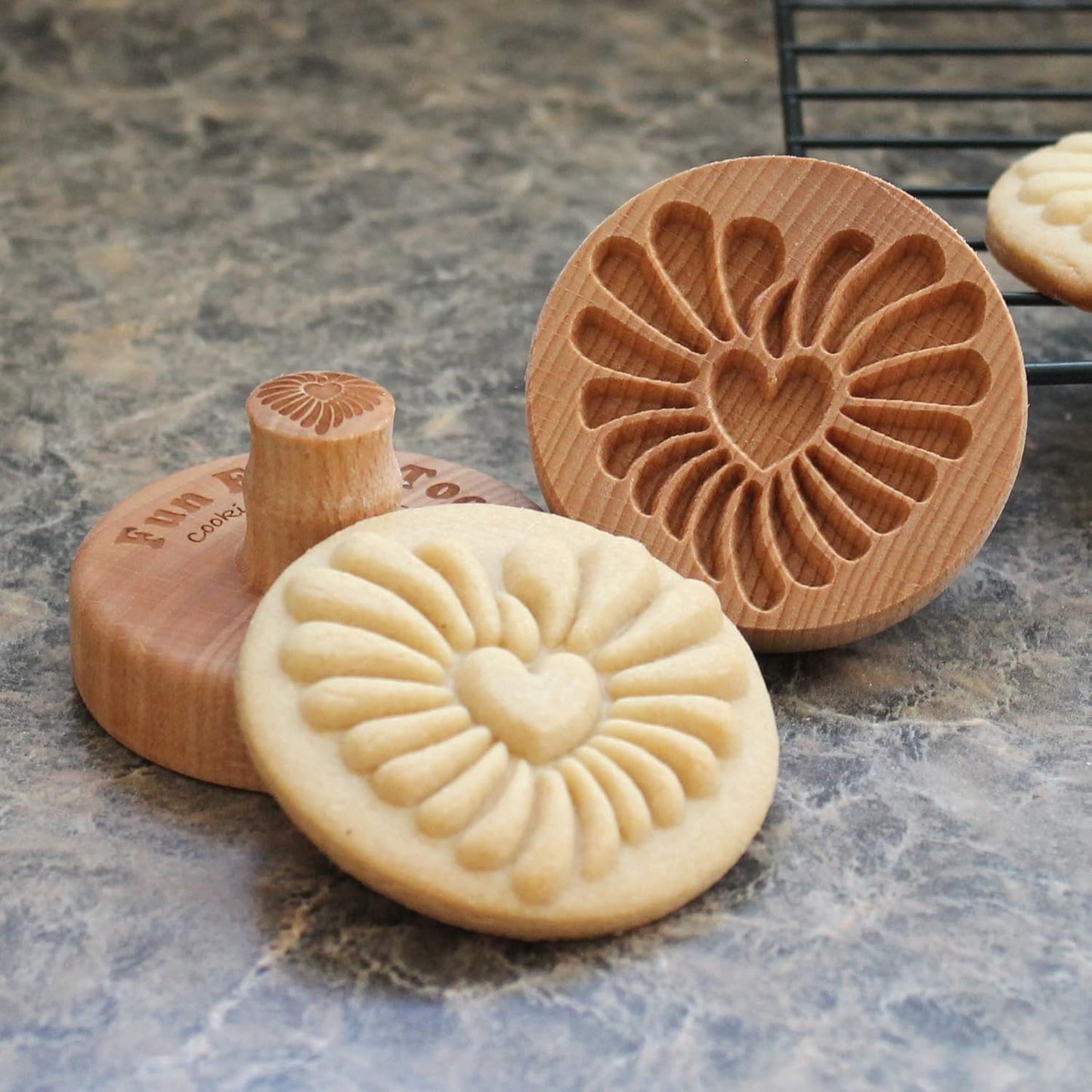 Wood Cookie Stamp, 2.5 Inch (Heart Love CS-054)