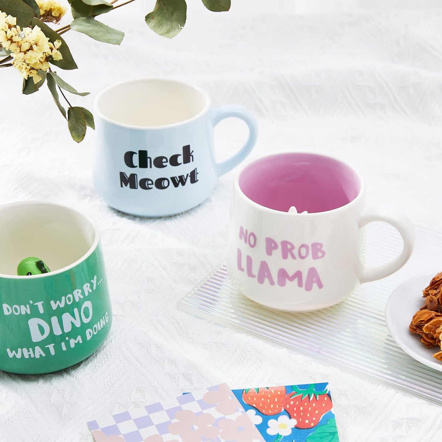 Baby Cow Ceramic Cup Hidden 3D Animal Inside Mug,12 oz Cute Cartoon Handmade Figurine Mugs,Christmas Birthday Surprise for Friends Family or Kids (Baby Cow)