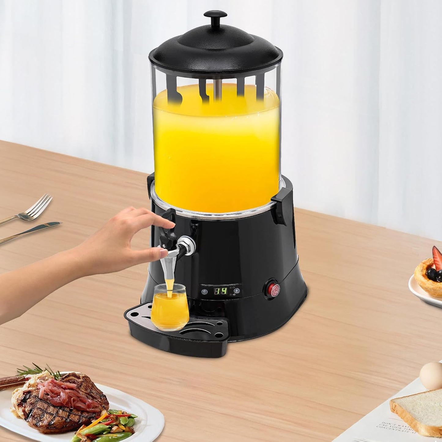 Hot Chocolate Maker Machine, 400W 10L/2.7Gal Electric Stainless Steel Hot Chocolate Dispenser Melting Machine, Commercial Beverage Warmer Coffee Maker for Kitchen Party, Black